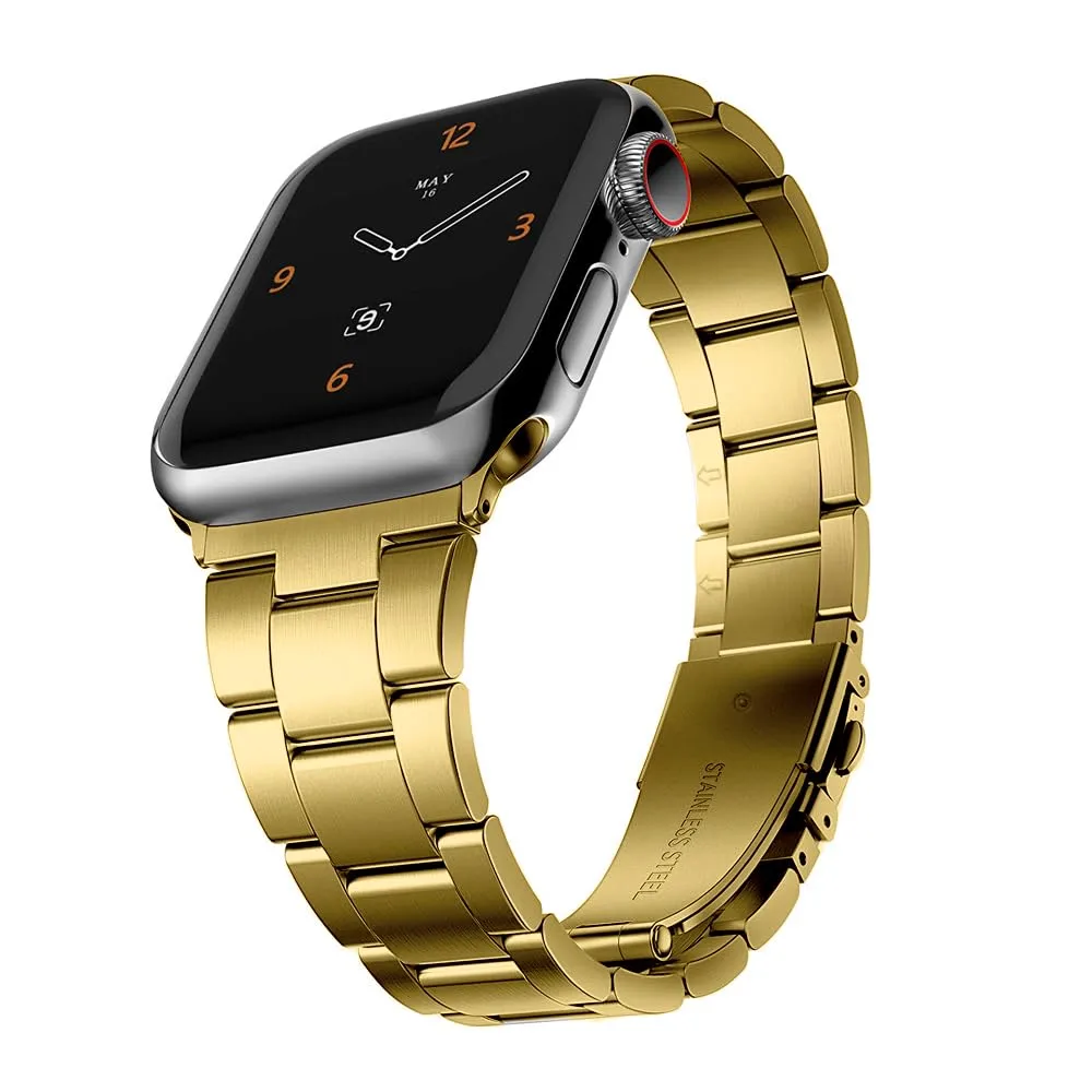 Slim Metal Stainless Steel Band Compatible with Apple Watch 49mm 46mm 45mm 44mm 42mm Series 10 9 8 7 6 5 4 3 2 1 SE Ultra for Men Women, Gold
