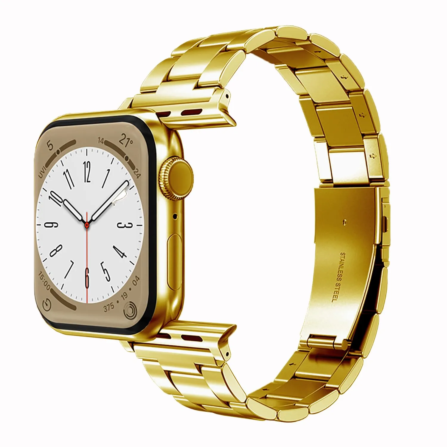 Slim Metal Stainless Steel Band Compatible with Apple Watch 49mm 46mm 45mm 44mm 42mm Series 10 9 8 7 6 5 4 3 2 1 SE Ultra for Men Women, Gold