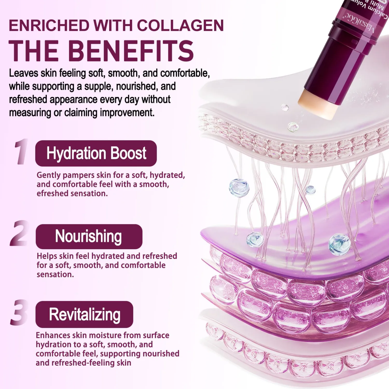 VOFANK Calcium Volume Multi Balm, Calcium Volume Multi Balm Stick, Korean Anti Wrinkle Balms, Firms Skin, Repairs and Moisturizes Calcium Stick for Eyes, Face, Neck