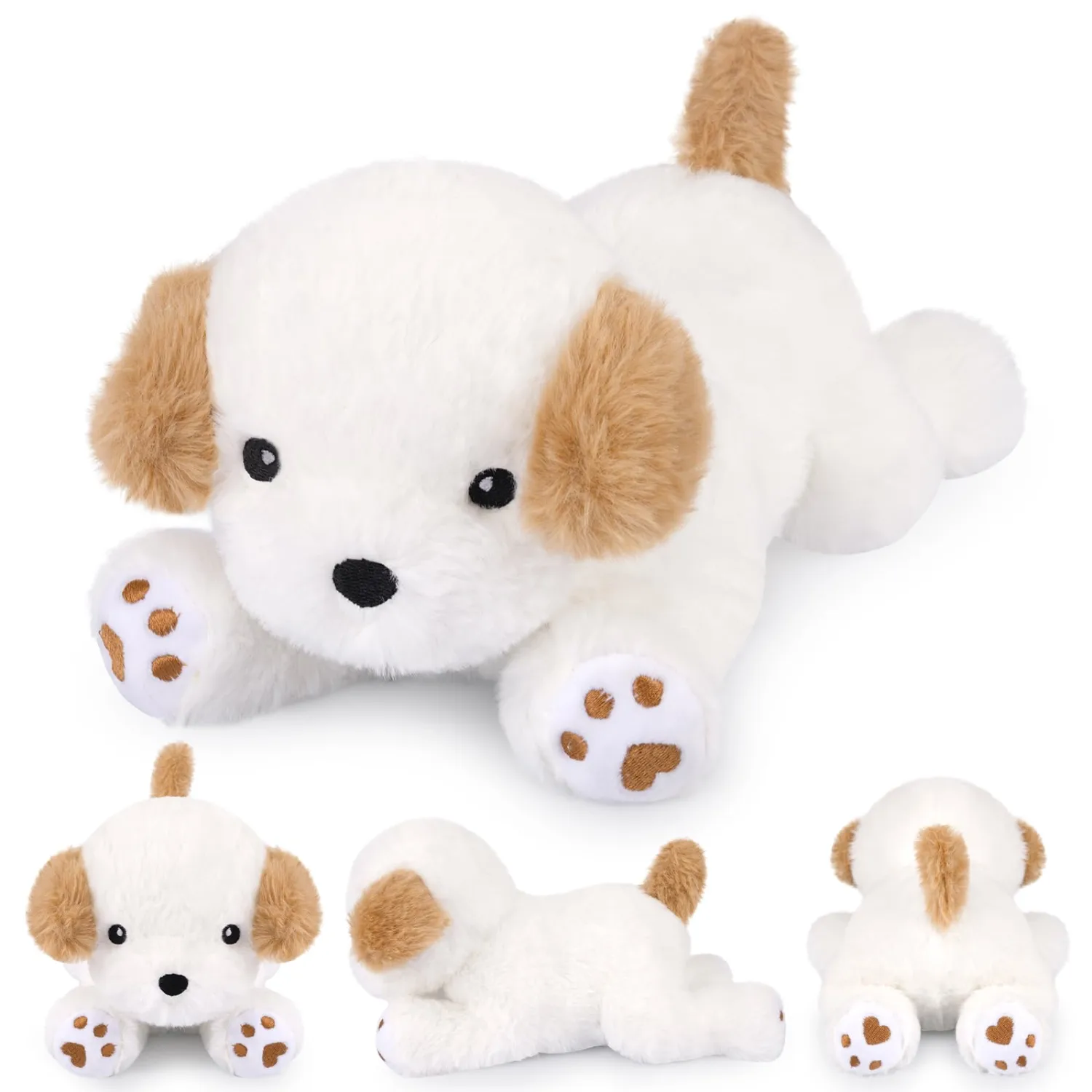 Weighted Dog Stuffed Animal,White Weighted Plush Dog Stuffed Animals - Small White Stuffed Dog Weighted Plush Pillows,Cute Plush Toy Gifts for Kids,10 Inch,0.8 Lbs
