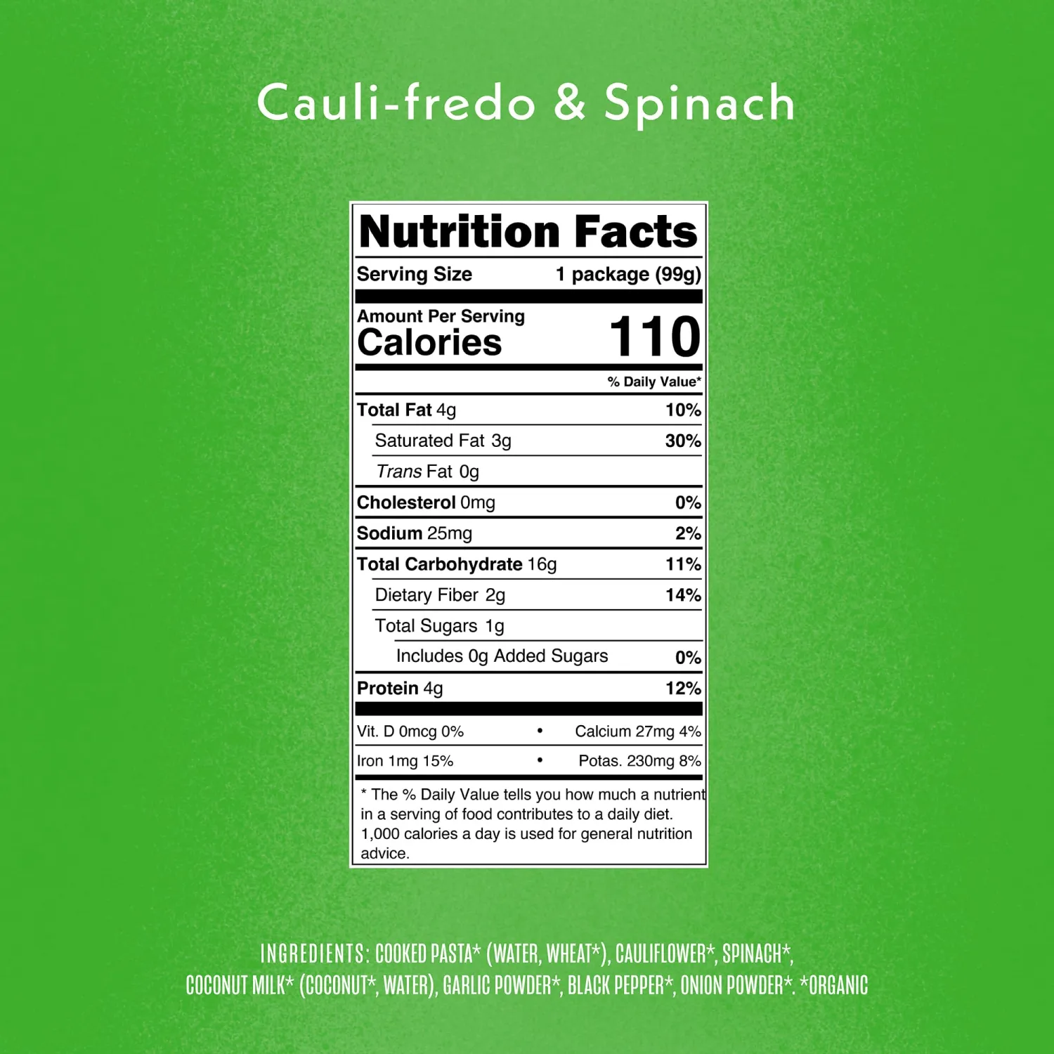 Once Upon a Farm Organic Cauli-Fredo & Spinach Plant-Rich Baby Meal, 3.5 OZ