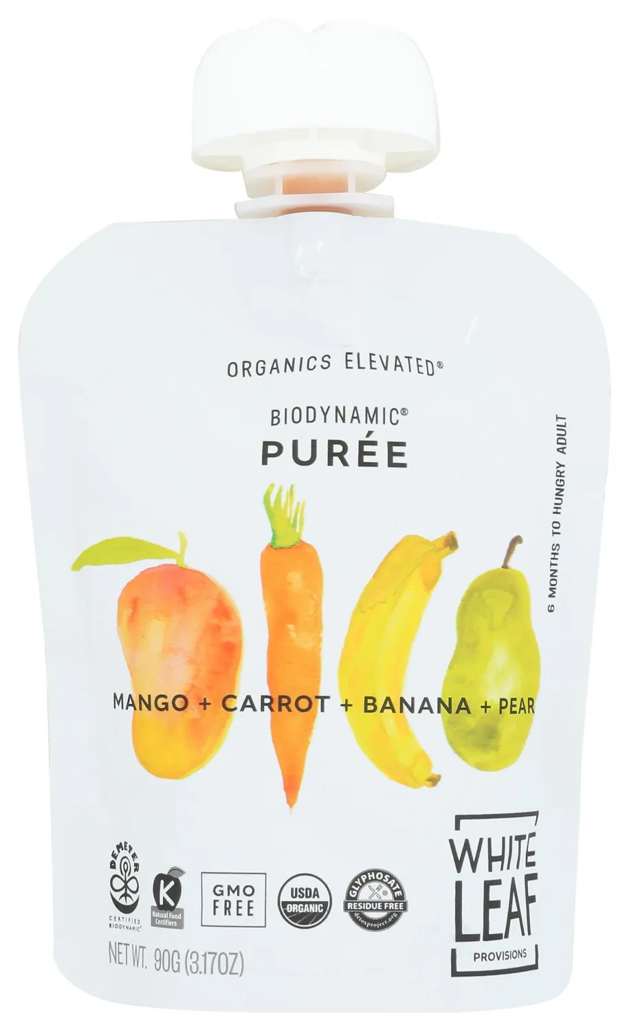 White Leaf Provisions Organic Mango Carrot Banana Pear Baby Food, 3.17 OZ