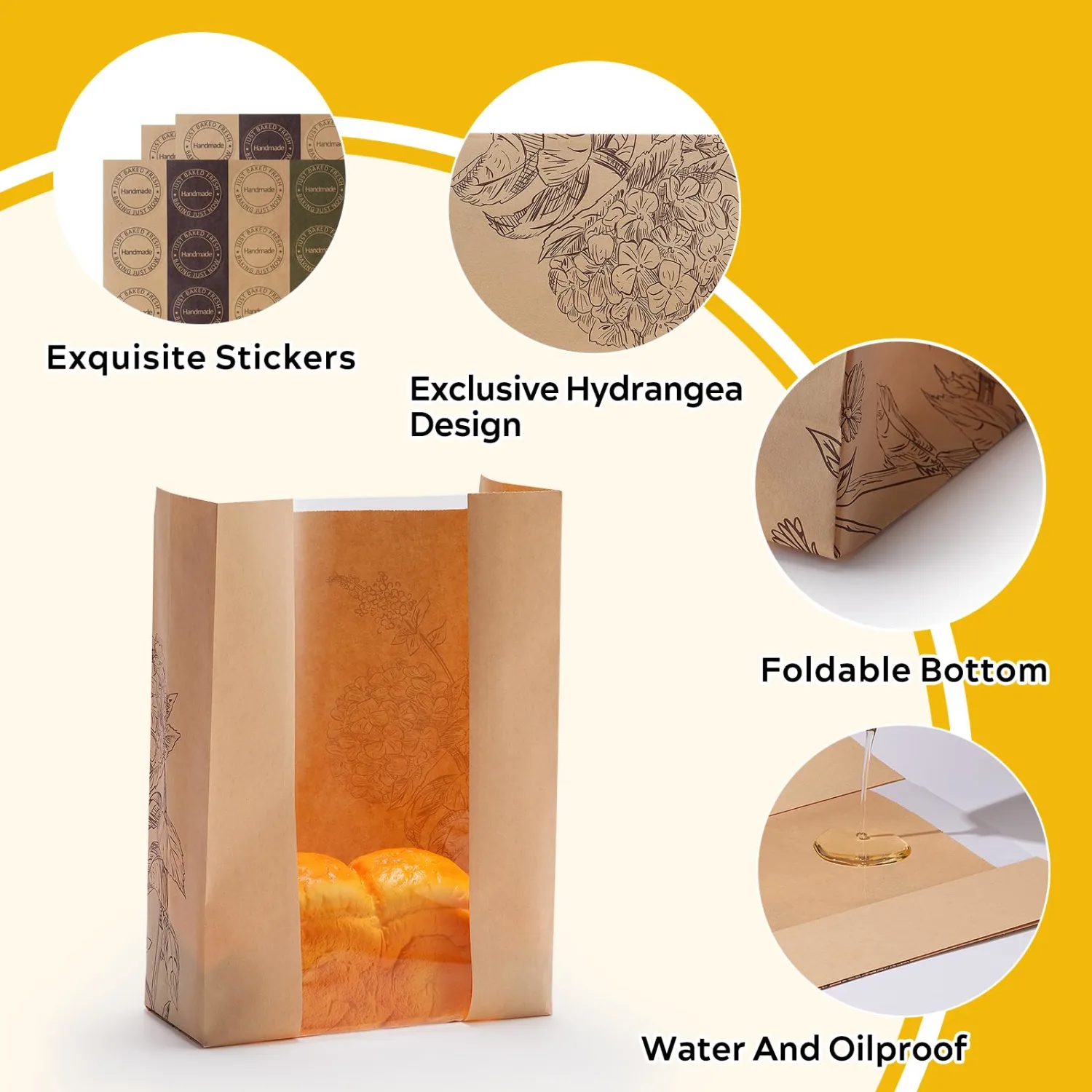24 Pack Paper Bread Bags for Homemade Bread and Sourdough, 50% Thicker Large Kraft Loaf Bags with Clear Window for Bakery Packaging & Storage, Includes Sealing Stickers