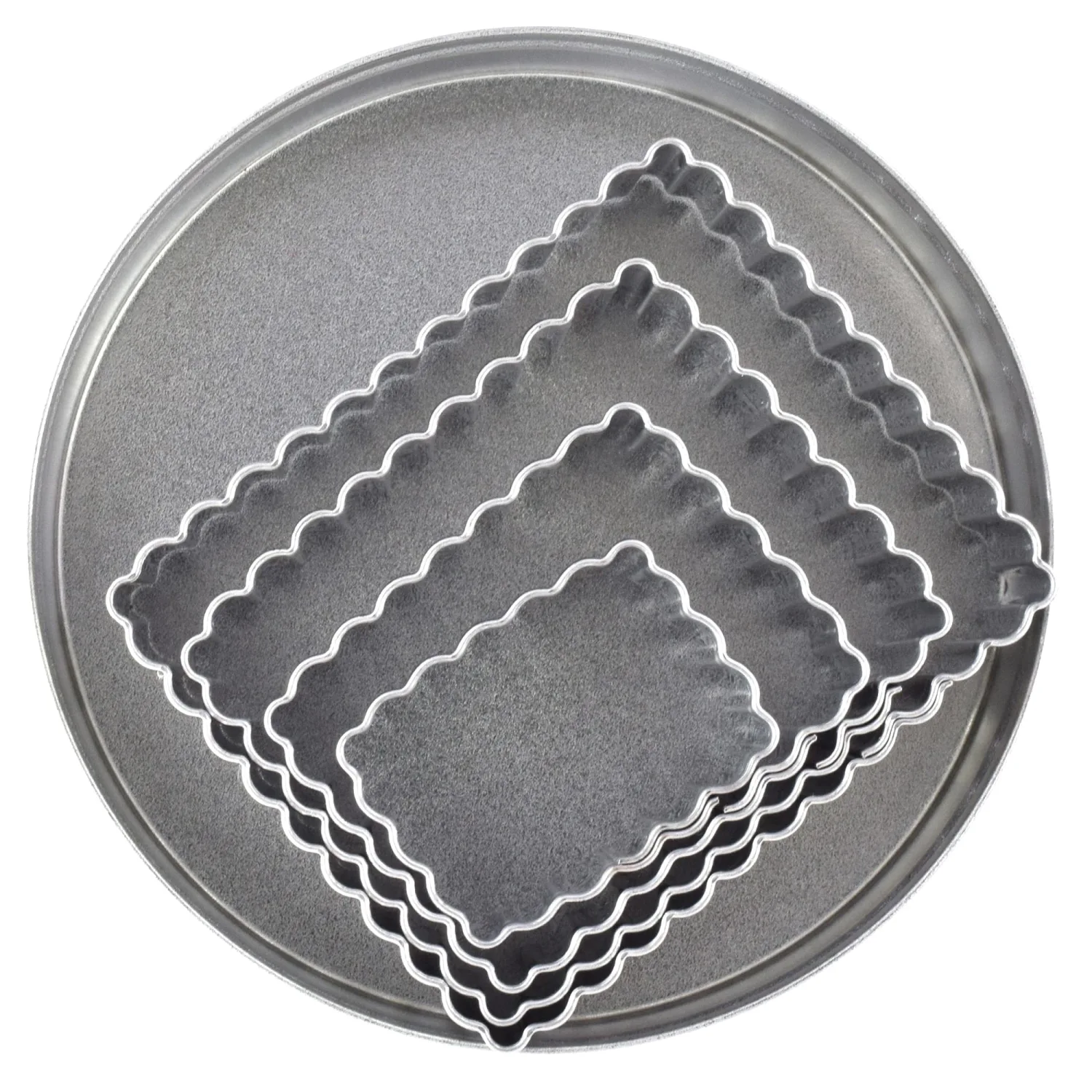 R&M International Fluted Rectangle Cookie and Biscuit Cutters, Tinplated Steel, Assorted Sizes, Set of 4