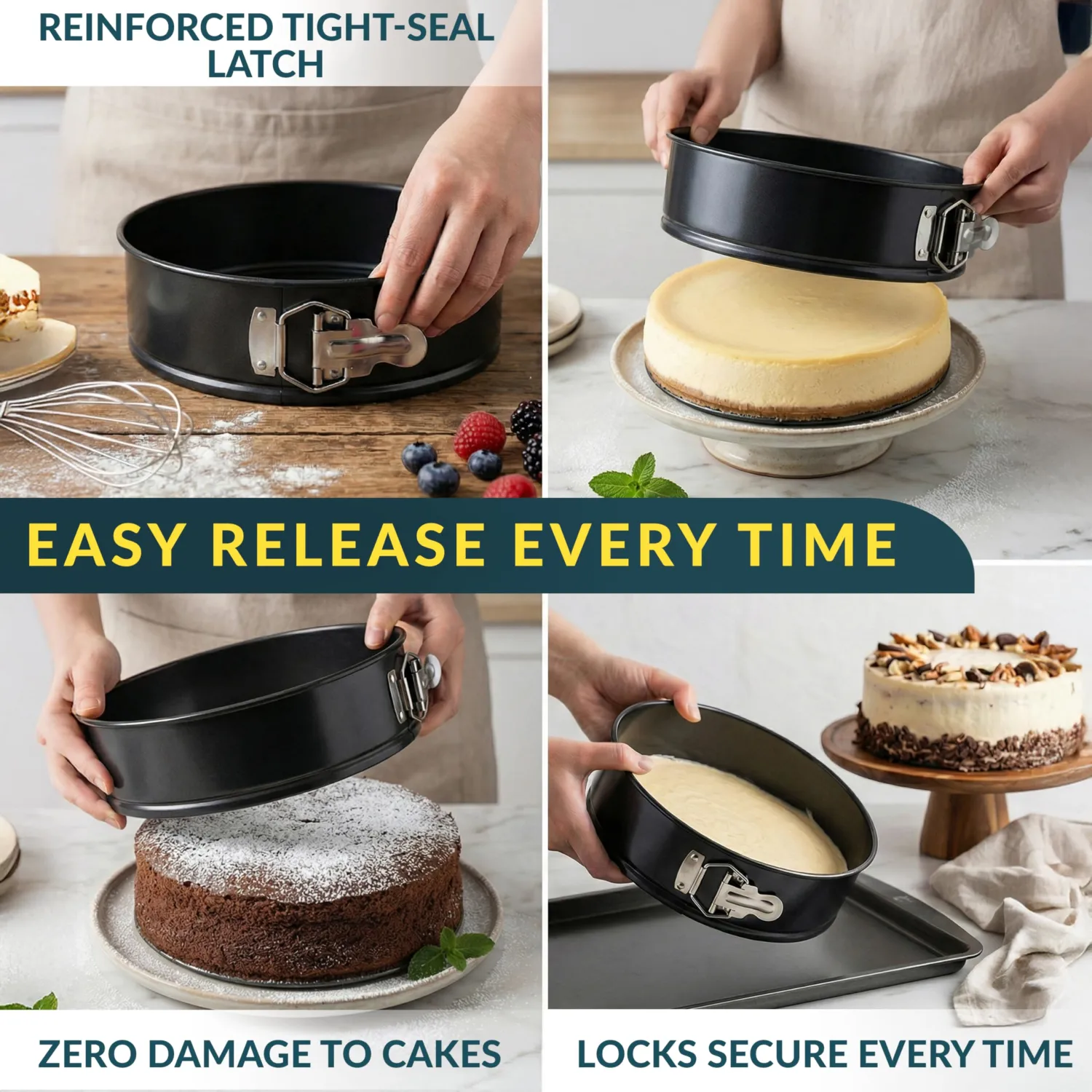 Cheesecake Pan 8 Inch Carbon Steel With Removable Bottom – Leakproof Design, Nonstick Coating Springform Pan – Durable Cake Mold With Secure Latch, Even Heat Cheese Cake Pans For Baking