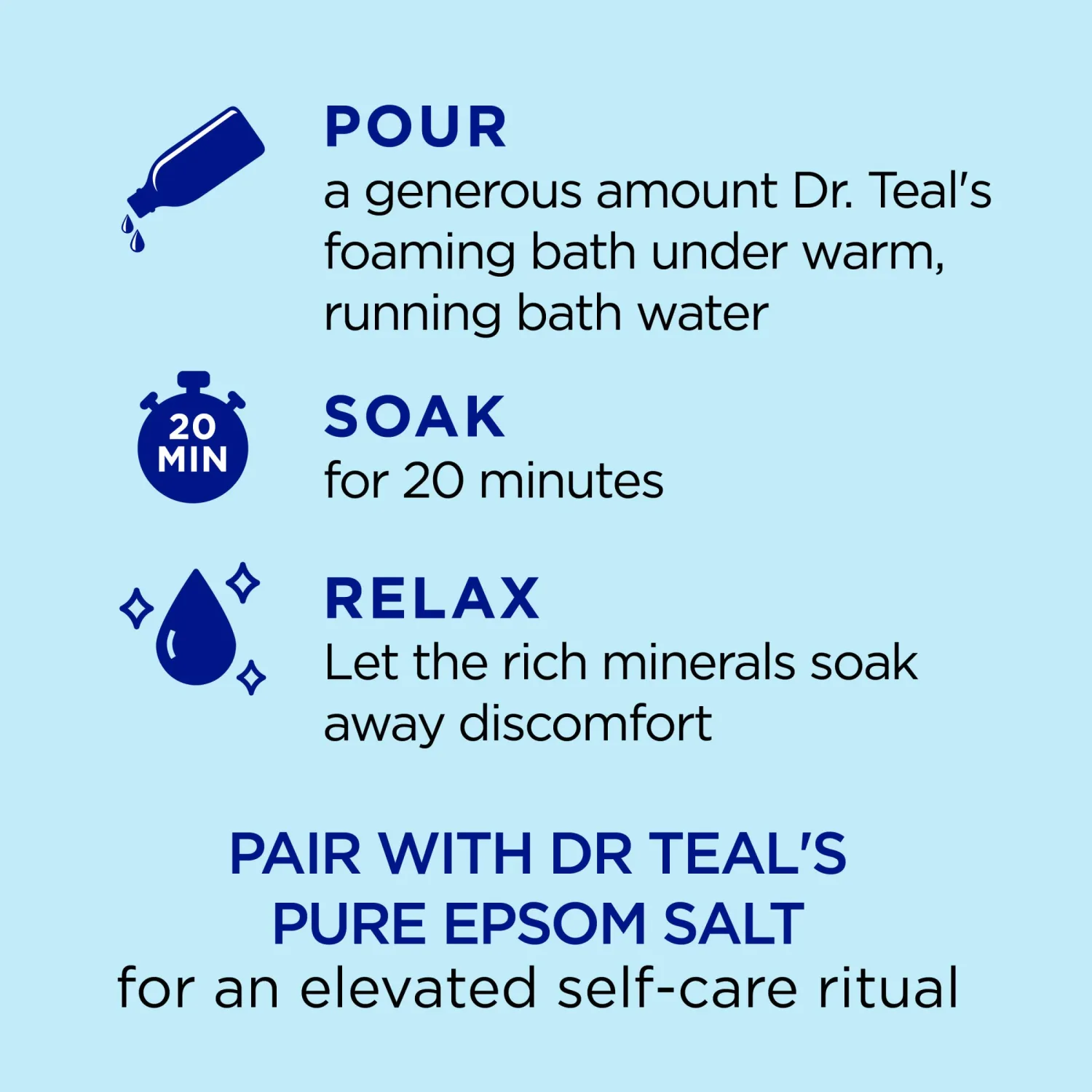 Dr Teal's Foaming Bath with Pure Epsom Salt, Restorative Minerals with Magnesium, Potassium, Zinc & Essential Oils, 62.5 fl oz