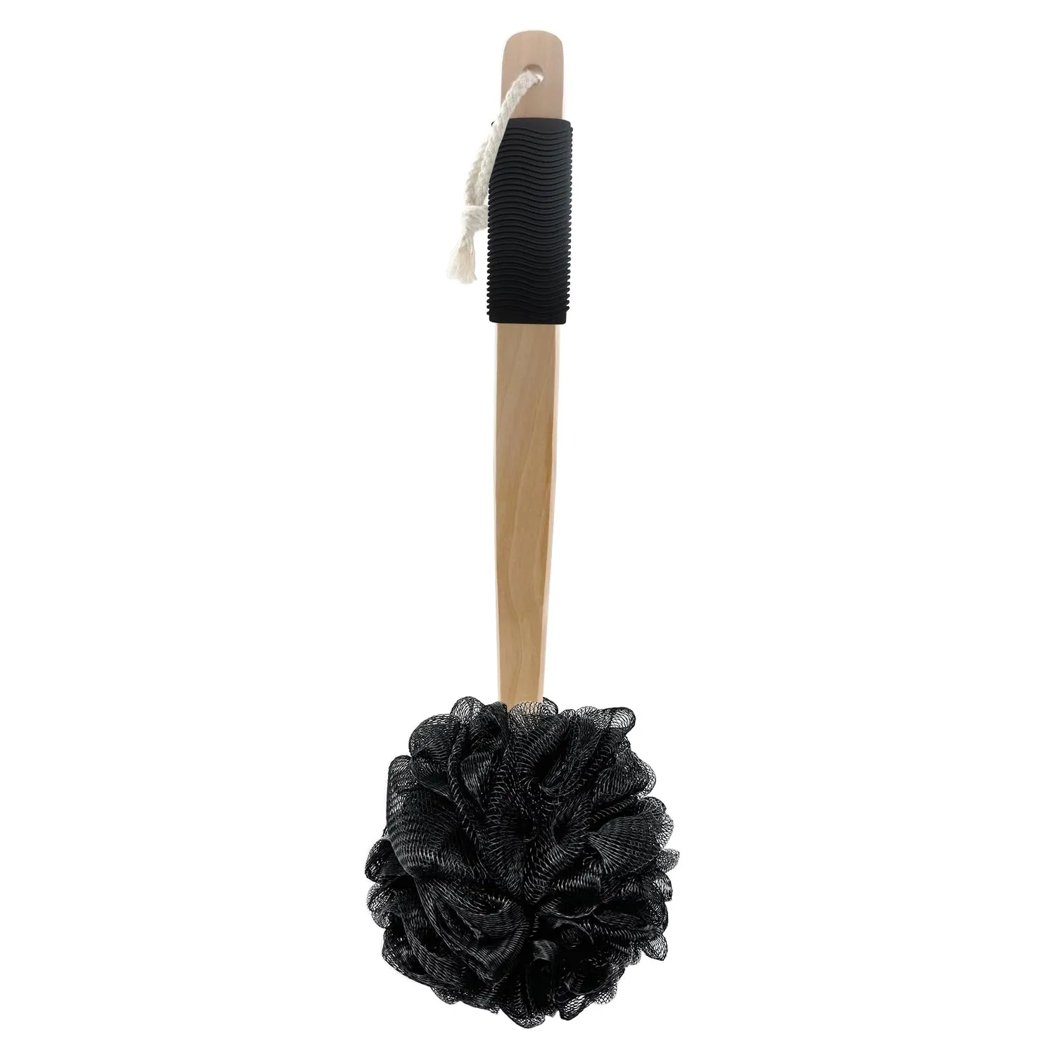 Amazon Basics Exfoliating Loofah Brush, Body Scrubber with Rubber Handle for Shower, Bath Sponge