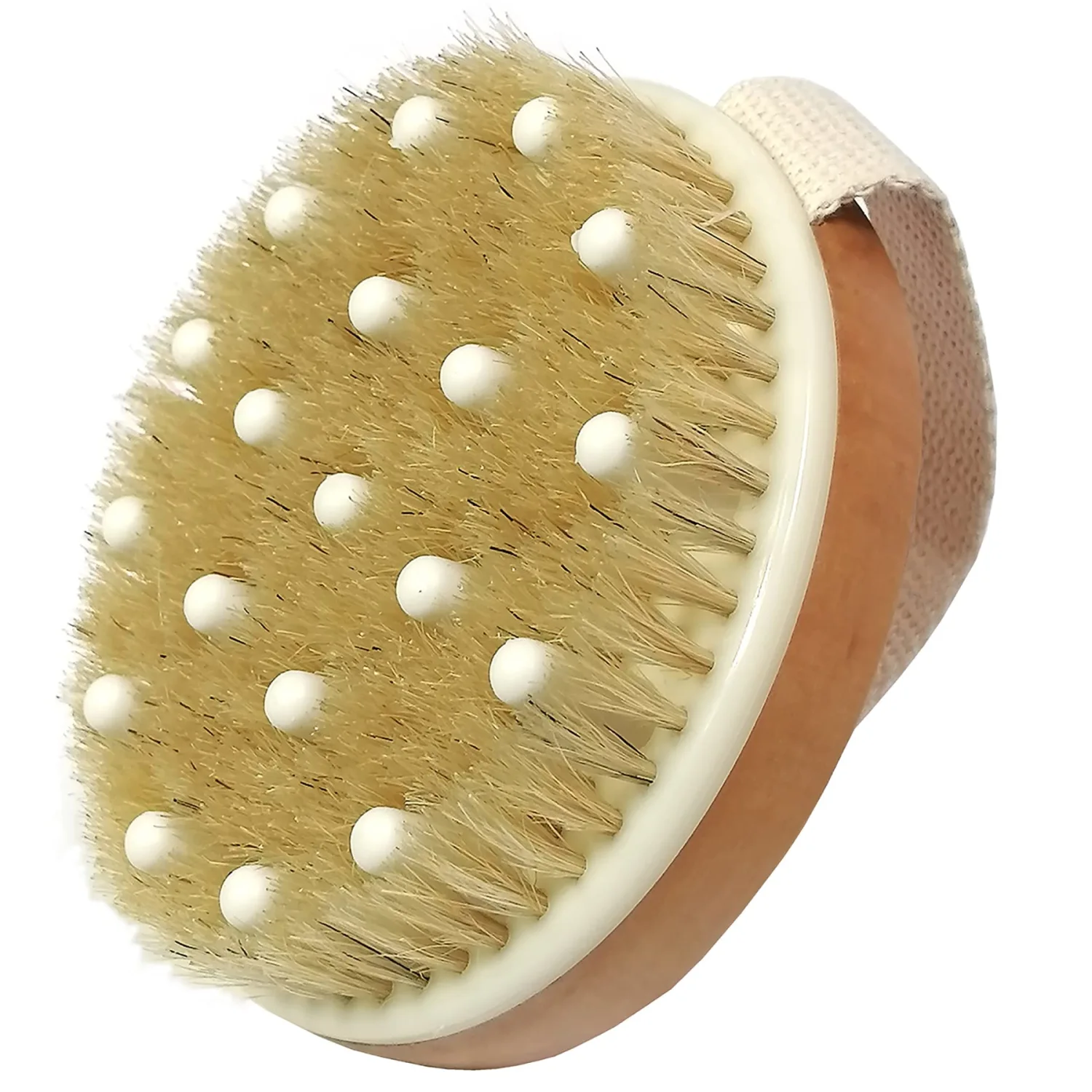 Dry Body Brush, Natural Bristle Bath Brush, Lymphatic Drainage, Exfoliate, Stimulate Blood Circulation, Remove Dead Skin Toxins and Cellulite