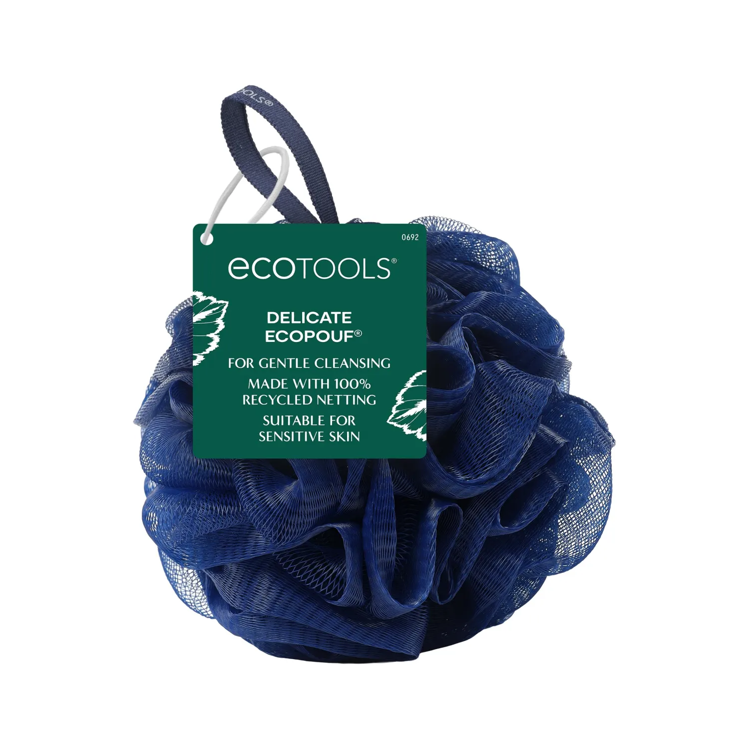 EcoTools Delicate EcoPouf Body Loofah, Gentle Exfoliating Shower Sponge for Sensitive Skin, 100% Recycled Netting Bath Pouf, 1 Count