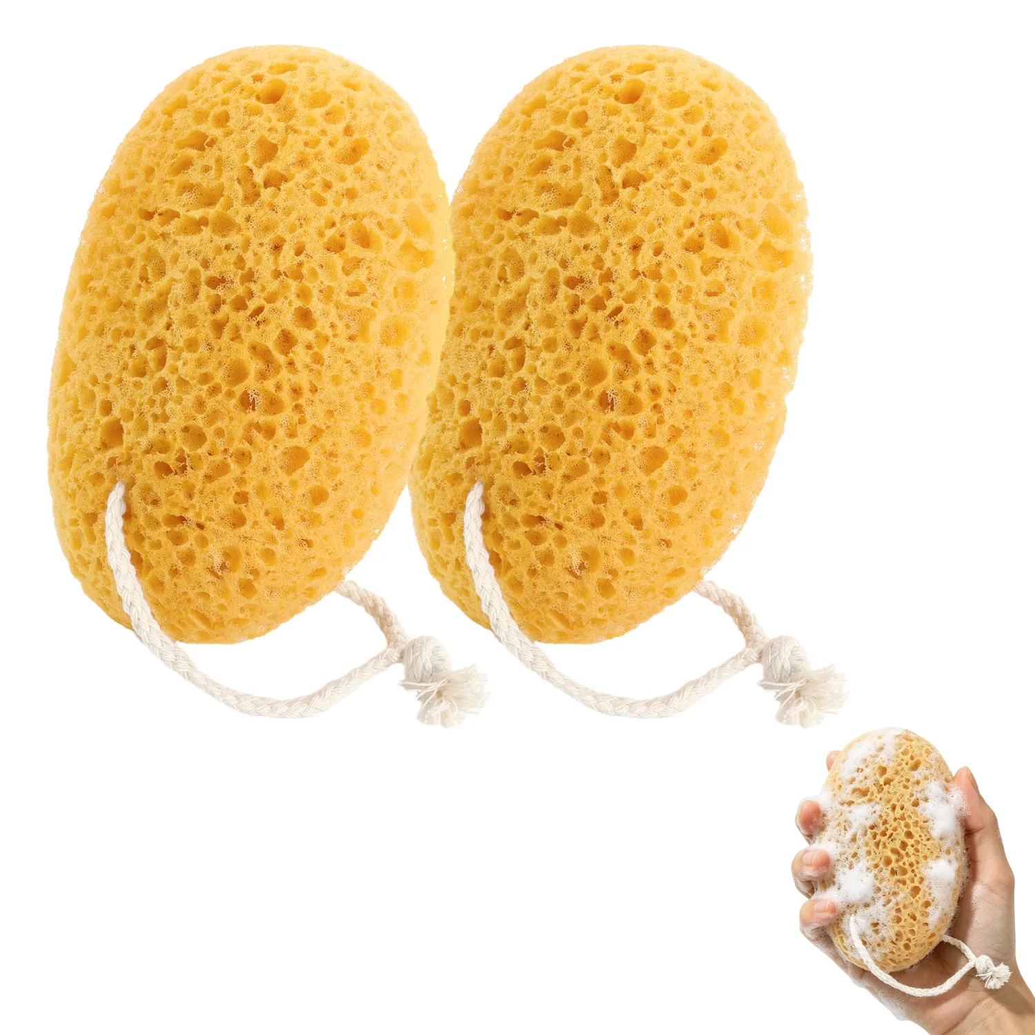 2PCS Bath Sponge, 6.1 Inch Durable Large Foam Loofah Face Puff for Body & Face Cleansing, Soft Exfoliating Natural Shower Sponges for Women, Men, Teenager
