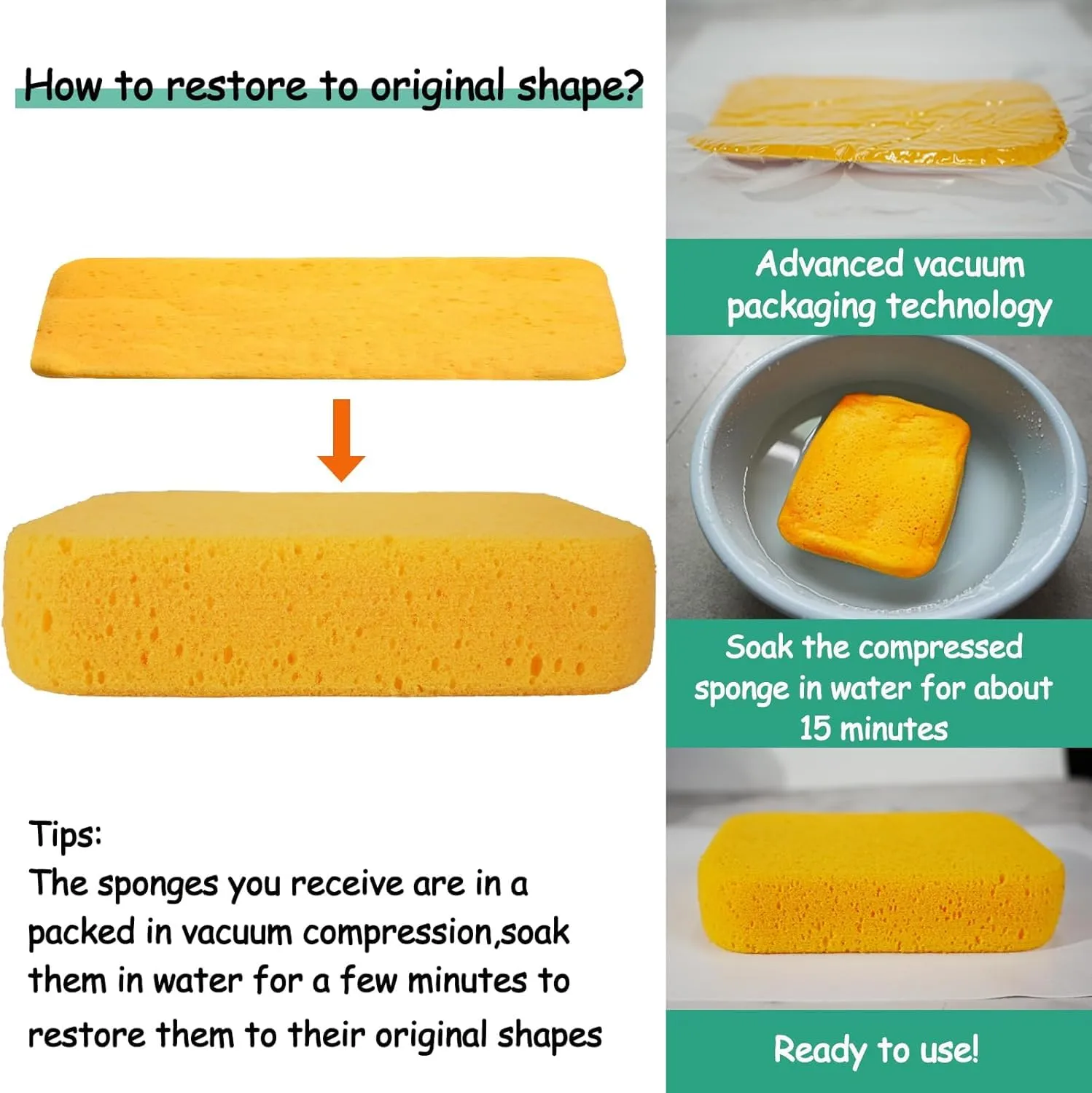 1 Pack Extra Large Cleaning Sponges (7.5" x 5.5" x 1.9") – Heavy Duty Grouting, Car Wash & Multi-Surface Sponge – Non-Scratch PU Foam for Tile, Dishes, Cars & Crafts Super Absorbent