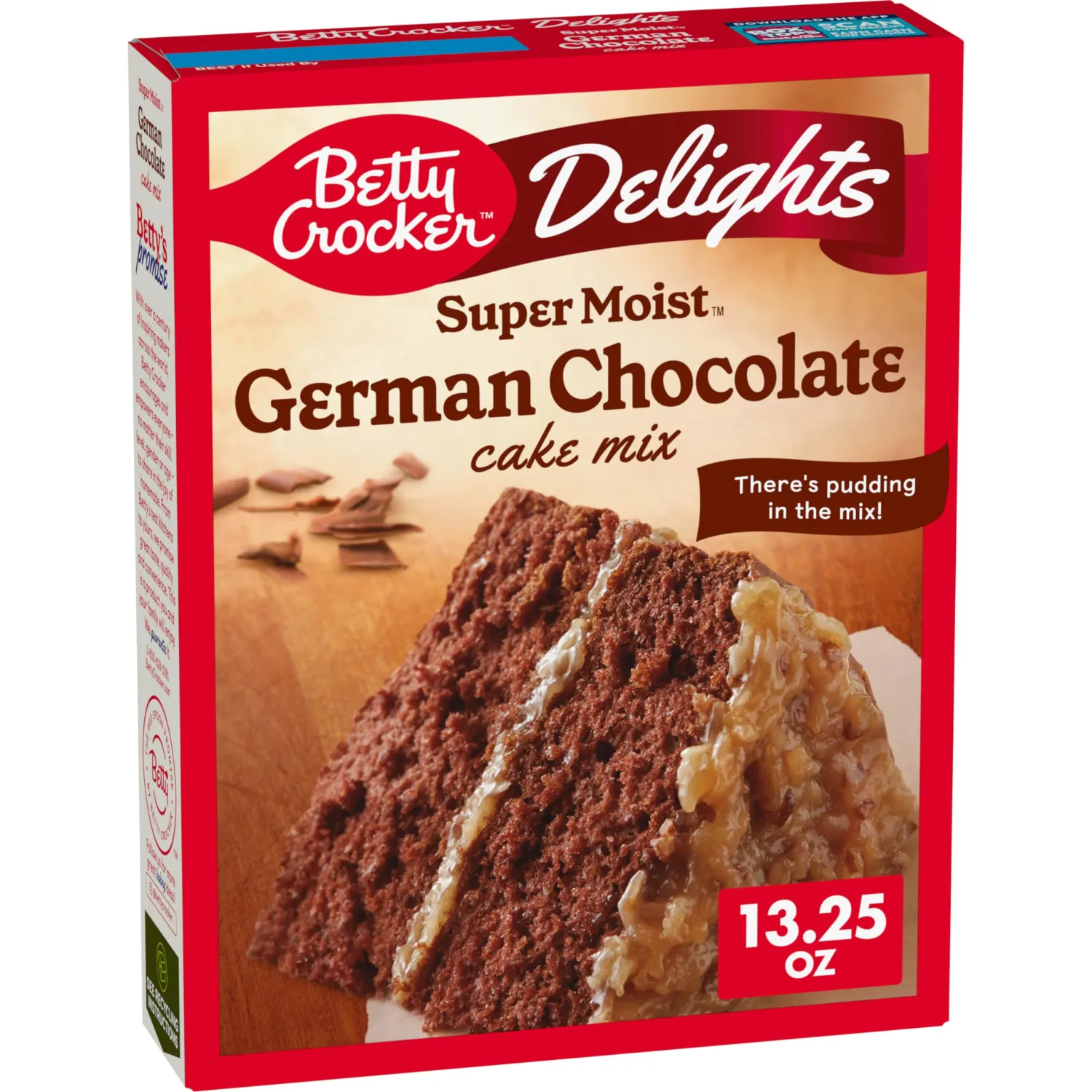 Betty Crocker Delights Super Moist, German Chocolate, Cake Mix, 13.25 oz