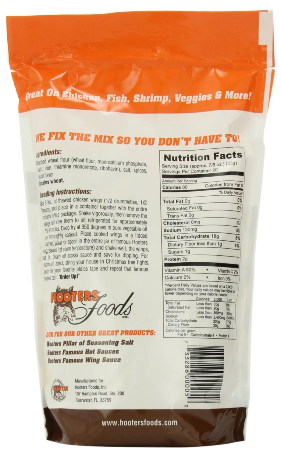 The Original Hooters Wing Breading - Crunchy Coating Chicken Fry Mix, Restaurant Flavor Crispy Chicken, Vegetable and Fish Breading, Simple Shake and Bake Seasoned Flour - 1 Pound (Pack of 1)