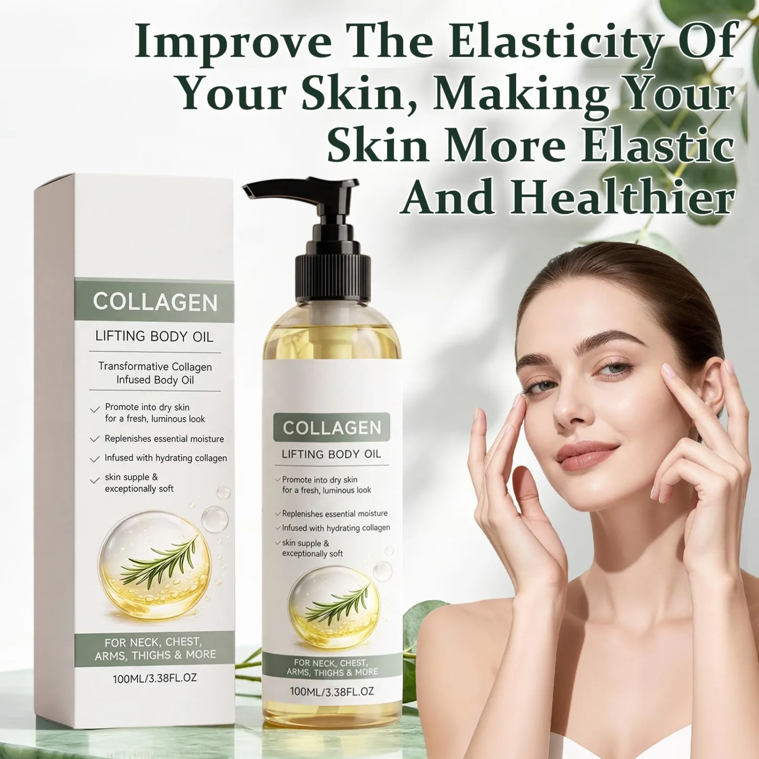 Hydrating Collagen Oil For Body & After Shower - Collagen Lifting Body Oil, Moisturizing Anti Aging Silk Body Oils for Women & Men, Helps Soften Appearance Of Crepey Skin(100ML*3.38floz)
