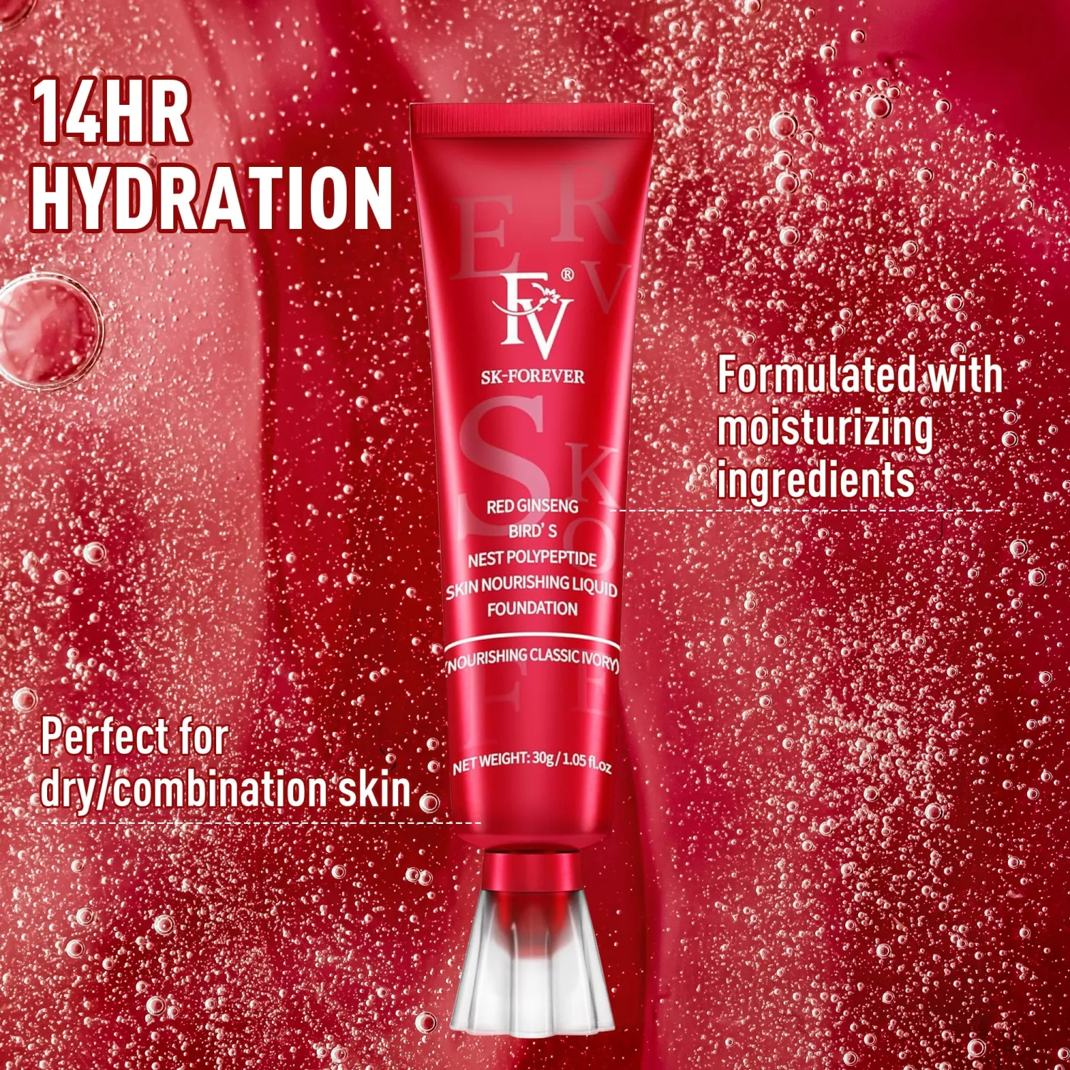 FV Dewy Liquid Foundation, Hydrating Smooth Formula & Lightweight, Longwear Medium-Full Coverage with Natural Finish, Waterproof Foundation for Dry/Combination Skin, 30g, Nourishing Beige