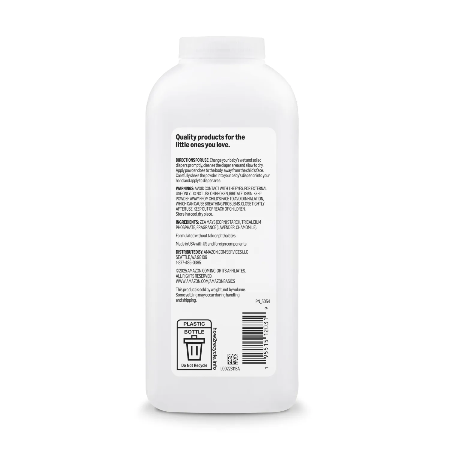 Amazon Basics Lavender and Chamomile Cornstarch Baby Powder, Hypoallergenic, 15 oz, 1 Pack