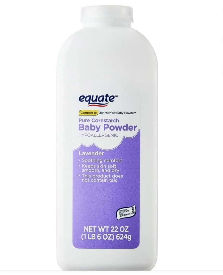 Equate Lavender Pure Cornstach Baby Powder. Hypoallergenic (22 Oz Pack of 2)