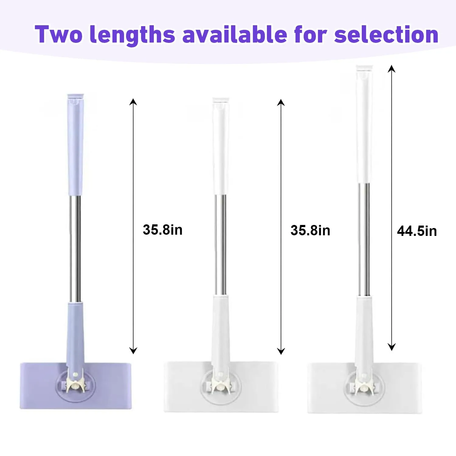 Snap Grip Mini Mop,Cloth Changing Mini Mop 44.5 inch Lazy Automatic Gripping Zero Touch Grip Mops Compatible with Swiffer & Face Towels 360 Rotating Mops for Whole House (2 Face Towels)