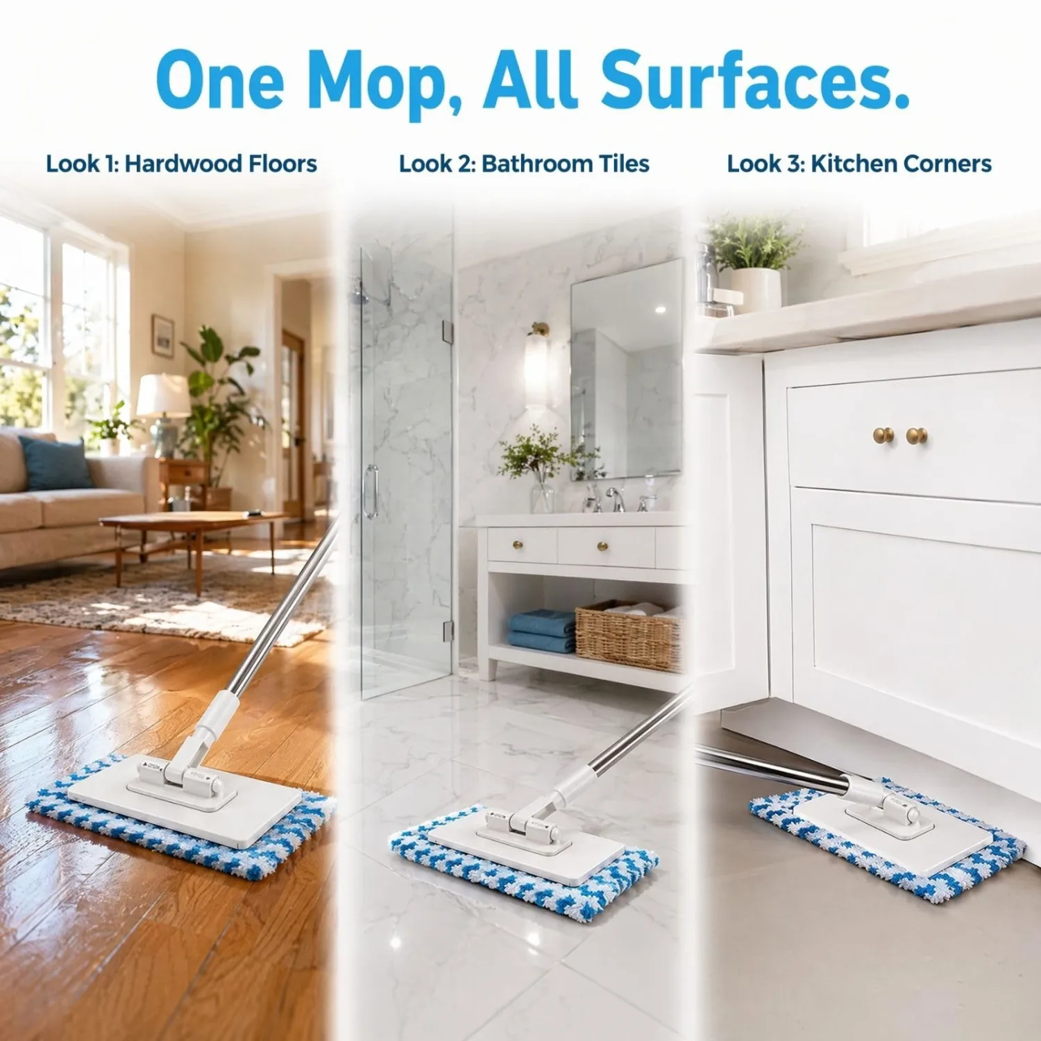 Mini Mop, 2026 Upgraded Disposable Dust Mop, Zero-Touch No-Wash Lazy Mop with One-Click Cloth Change, Works with face towels, wet/dry for tile, hardwood and corner cleaning,Includes 10 reusable cloths