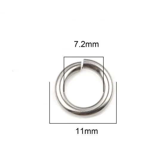 HDSupplies 100 Pieces - 304 Stainless Steel Jump Rings - 11mm - 12 Gauge (2mm Thickness)