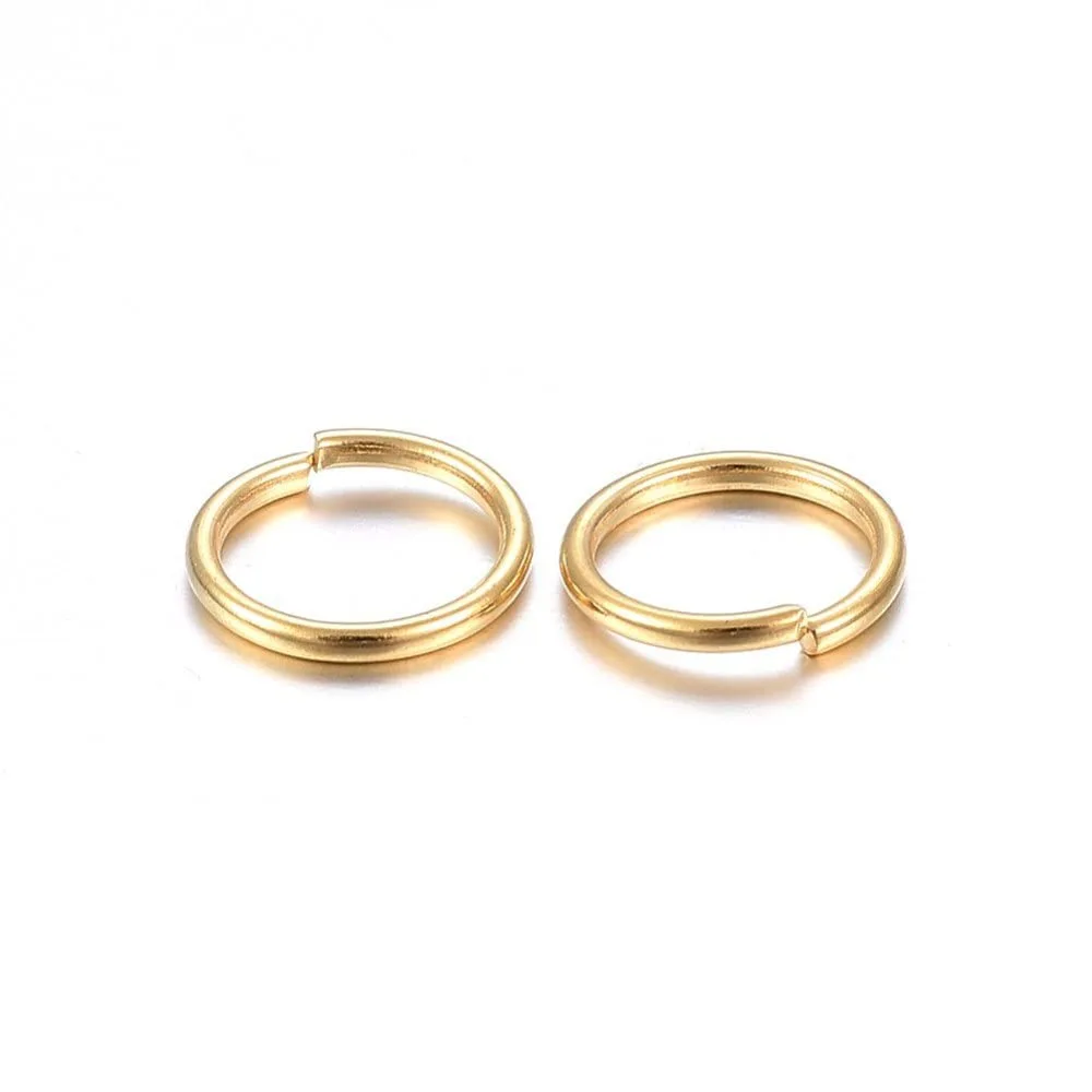 HDSupplies 100 Pieces - 304 Gold Tone Stainless Steel Jump Rings - 8mm - 19 Gauge (0.9mm Thickness)