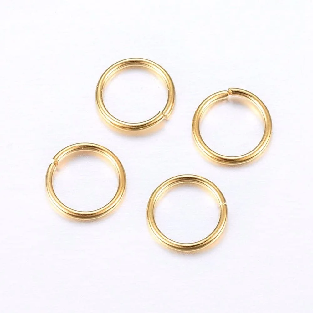 HDSupplies 100 Pieces - 304 Gold Tone Stainless Steel Jump Rings - 8mm - 19 Gauge (0.9mm Thickness)