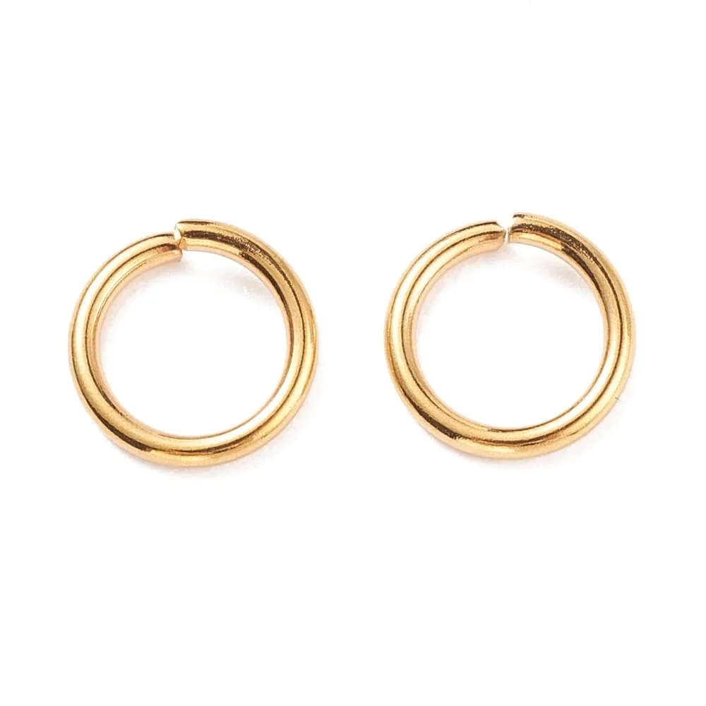 HDSupplies 50 Pieces - 304 Gold Tone Stainless Steel Jump Rings - 10mm - 15 Gauge (1.5mm Thickness)