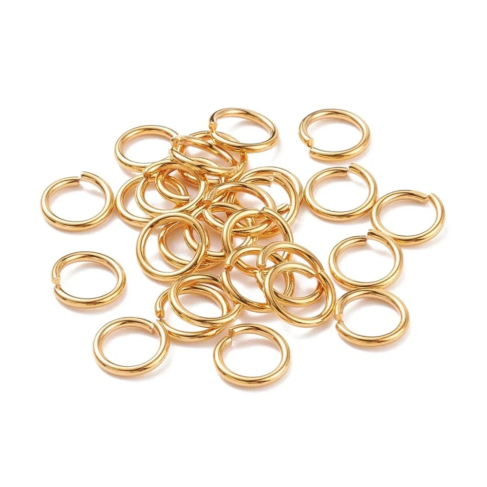 HDSupplies 50 Pieces - 304 Gold Tone Stainless Steel Jump Rings - 10mm - 15 Gauge (1.5mm Thickness)