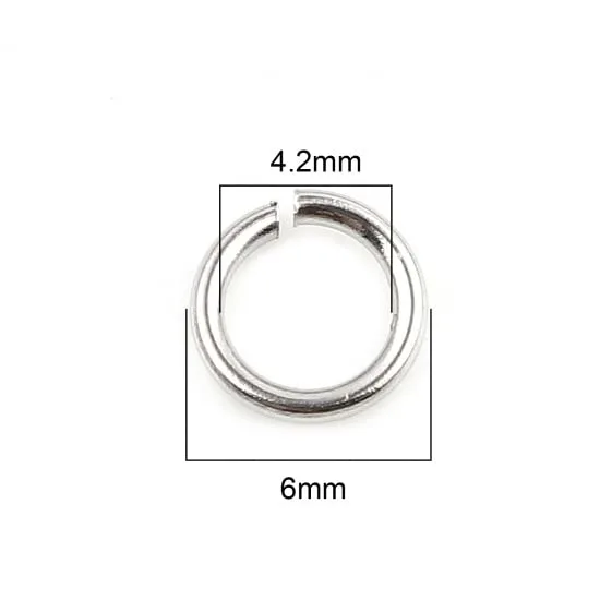 HDSupplies 100 Pieces - 304 Stainless Steel Jump Rings - 6mm - 19 Gauge (0.9mm Thickness)