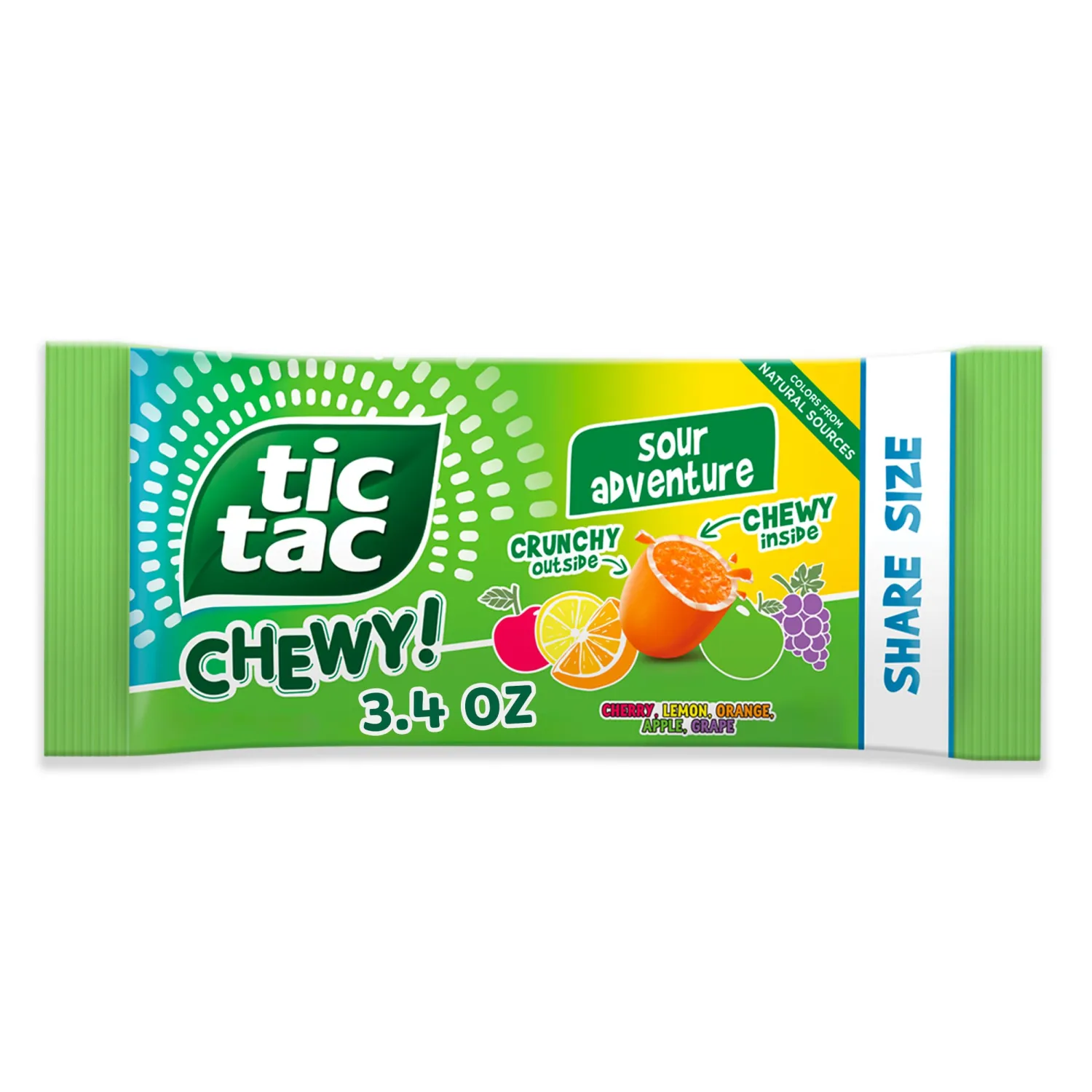 TIC TAC CHEWY! Sour Adventure, Sour Candy, Fruity Chewy Candy, 3.4 oz (Packaging May Vary)