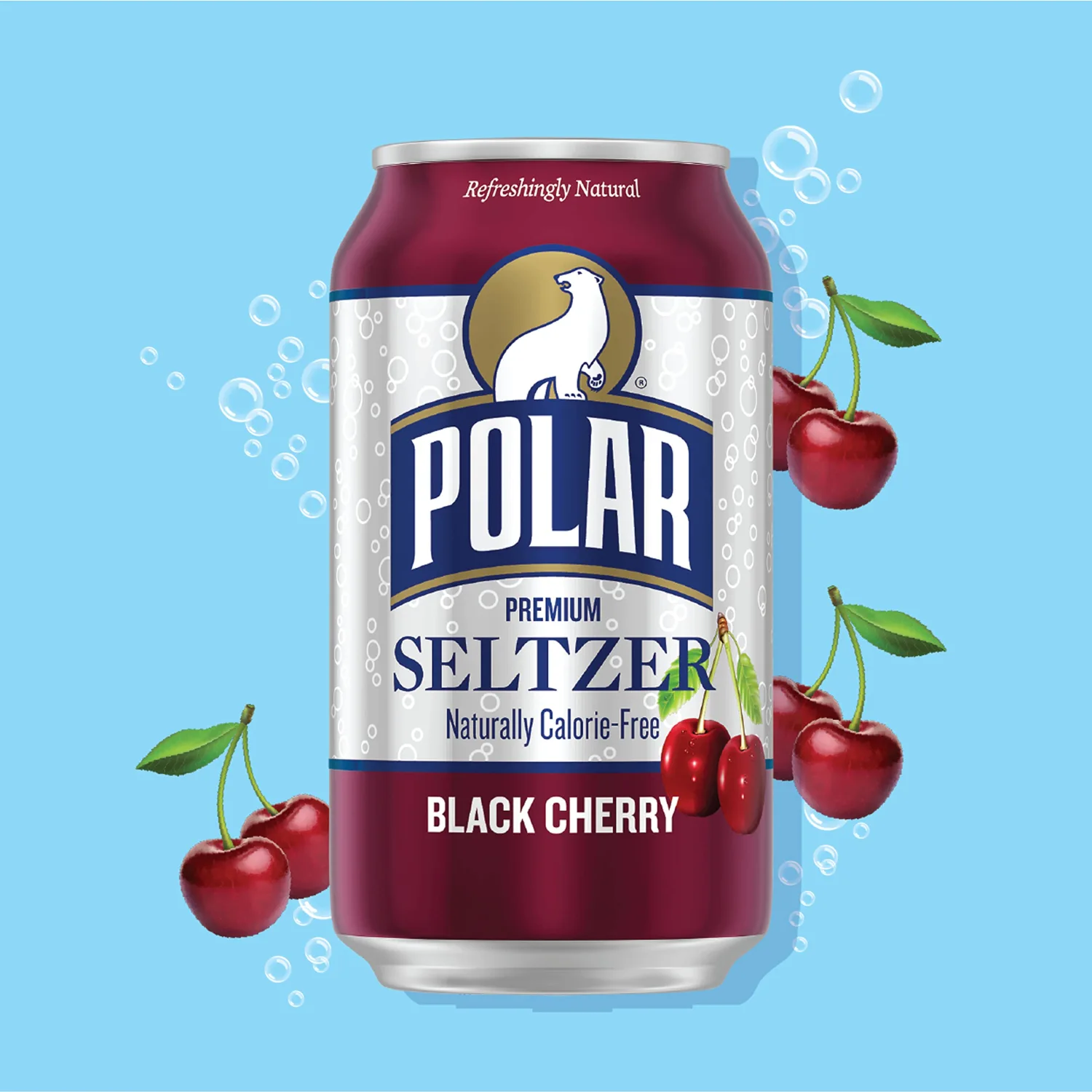 Polar Seltzer Water Black Cherry 12 fl oz cans, 8pk