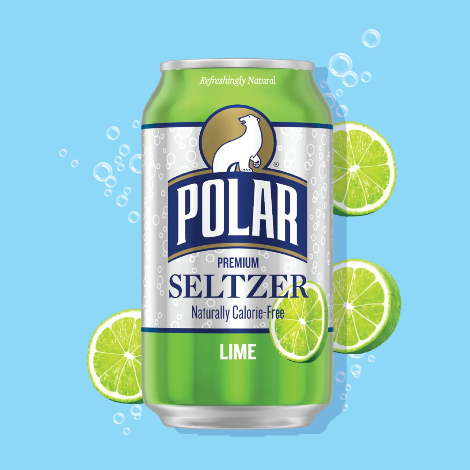Polar Seltzer Water Lime, 12 fl oz cans, 8pk
