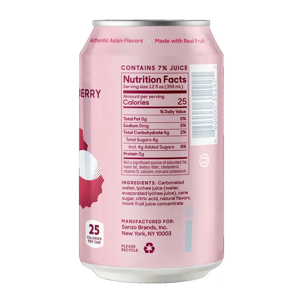 Sanzo Lychee Sparkling Water, 12 FZ
