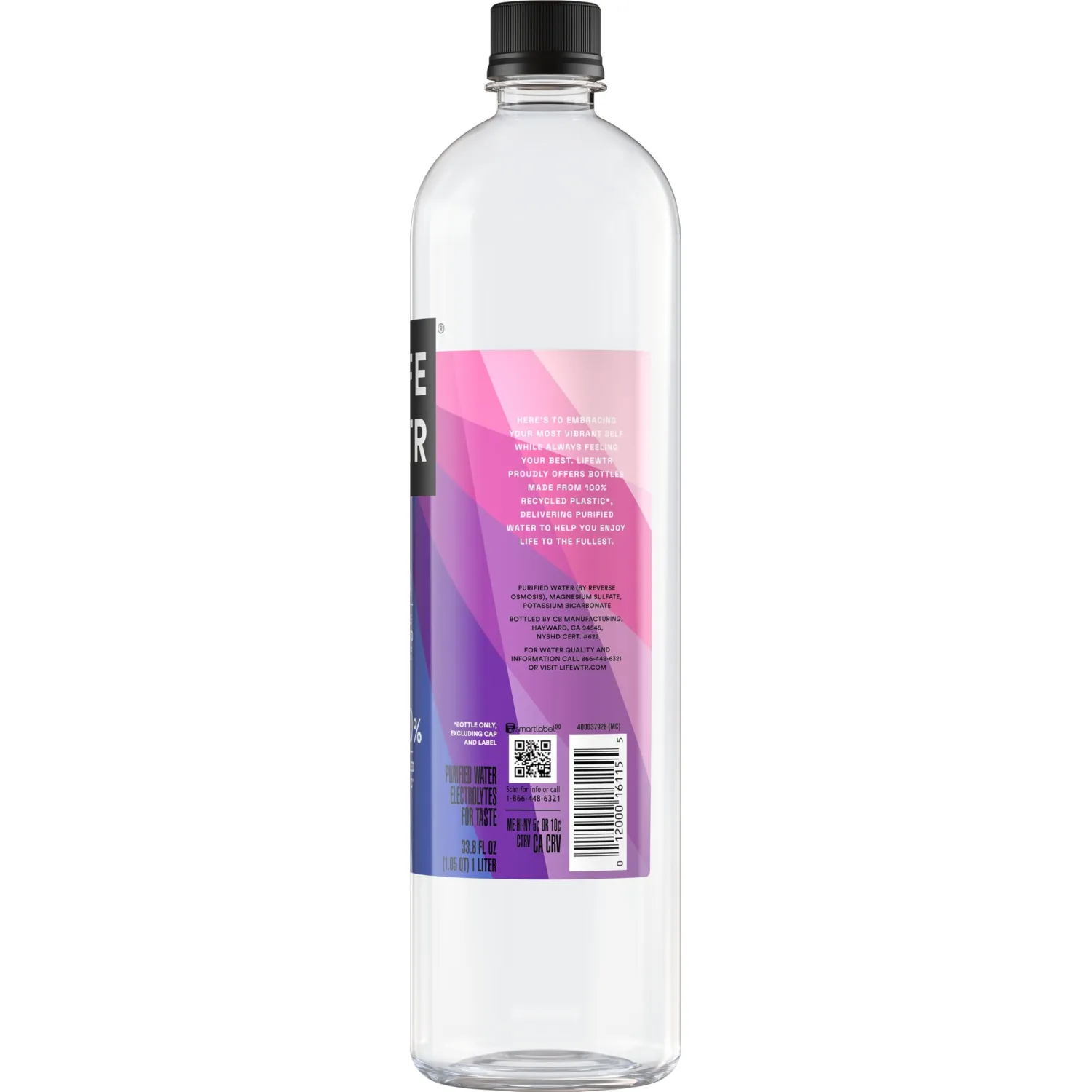 LIFEWTR, Premium Purified Water, pH Balanced with Electrolytes, 1 Liter Bottle