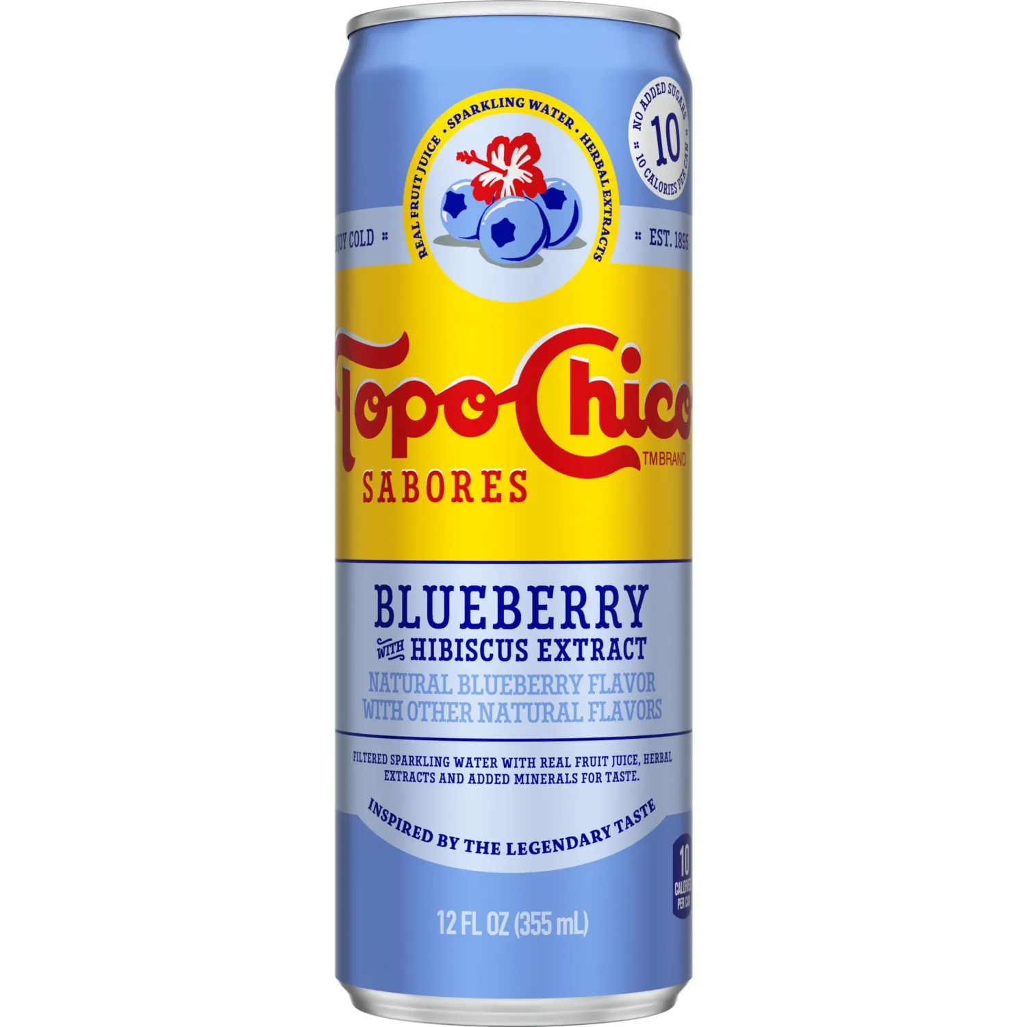 Topo Chico Sabores Blueberry with Hibiscus Extract 12oz Can (Pack of 2)