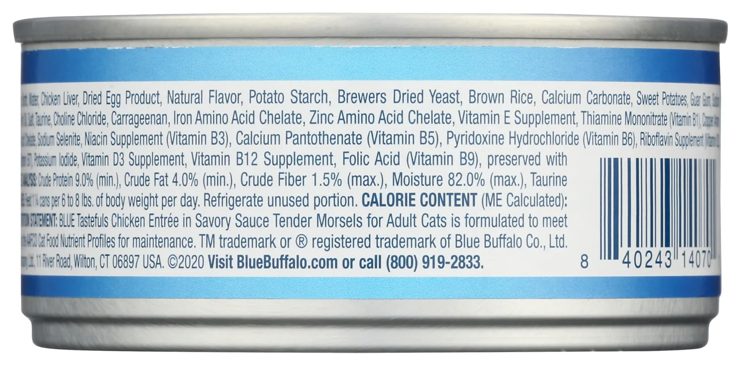 Blue Buffalo Tastefuls Natural Tender Morsels Wet Cat Food, Chicken Entrée 5.5-oz cans (Pack of 1)