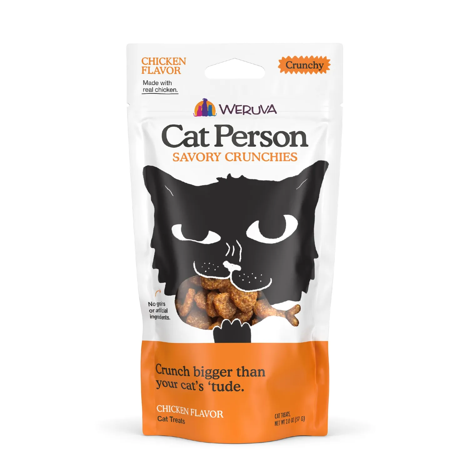 Cat Person, Chicken Savory Crunchies Cat Treats, 2oz Bag