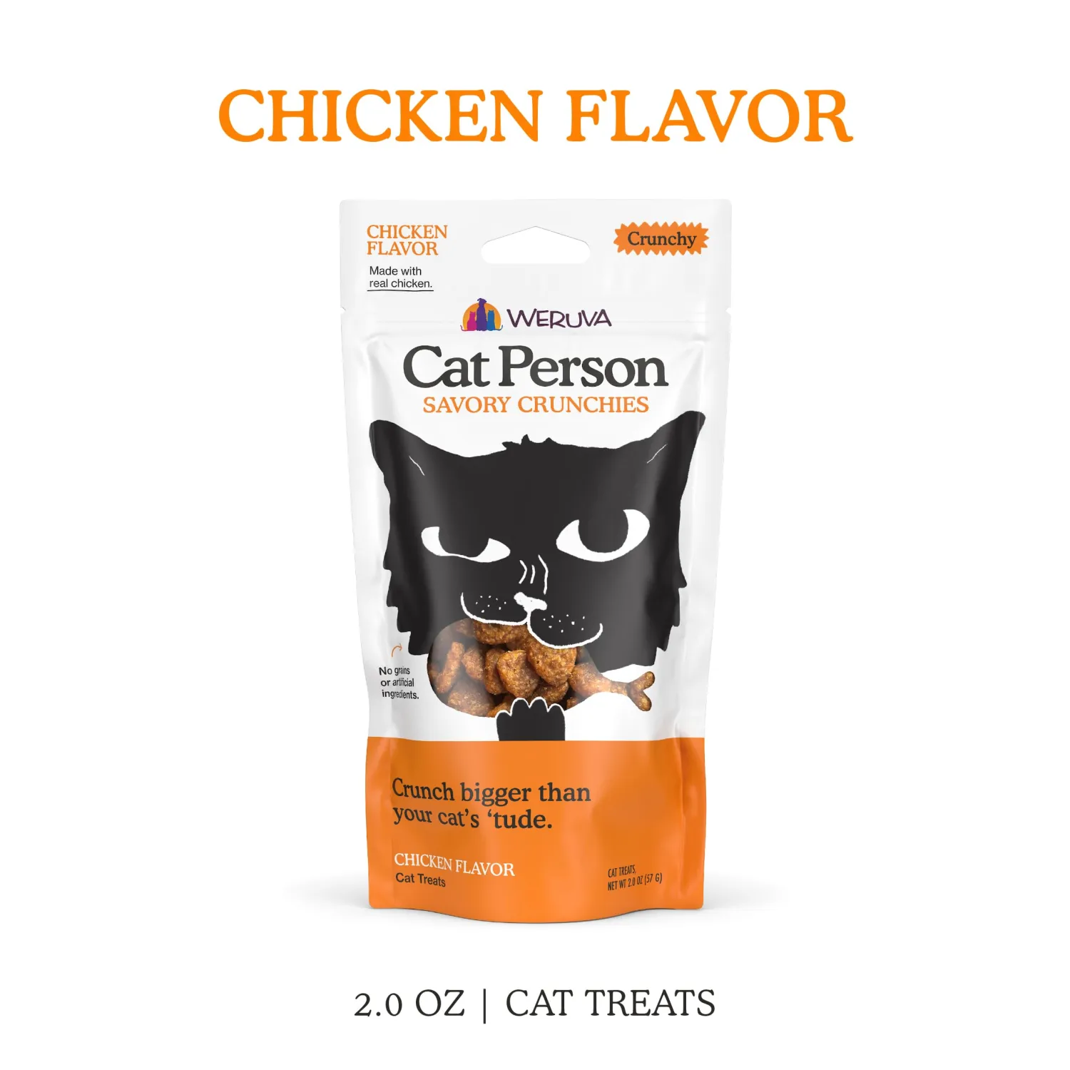 Cat Person, Chicken Savory Crunchies Cat Treats, 2oz Bag