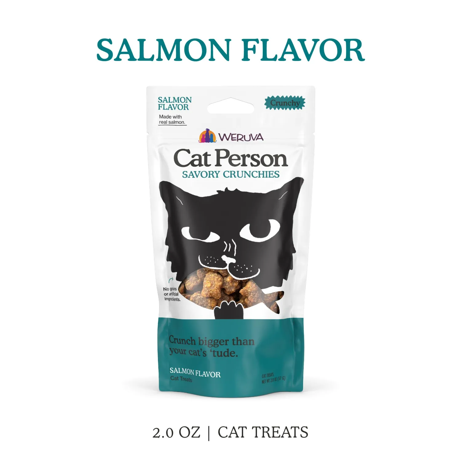 Cat Person, Salmon Savory Crunchies Cat Treats, 2oz Bag