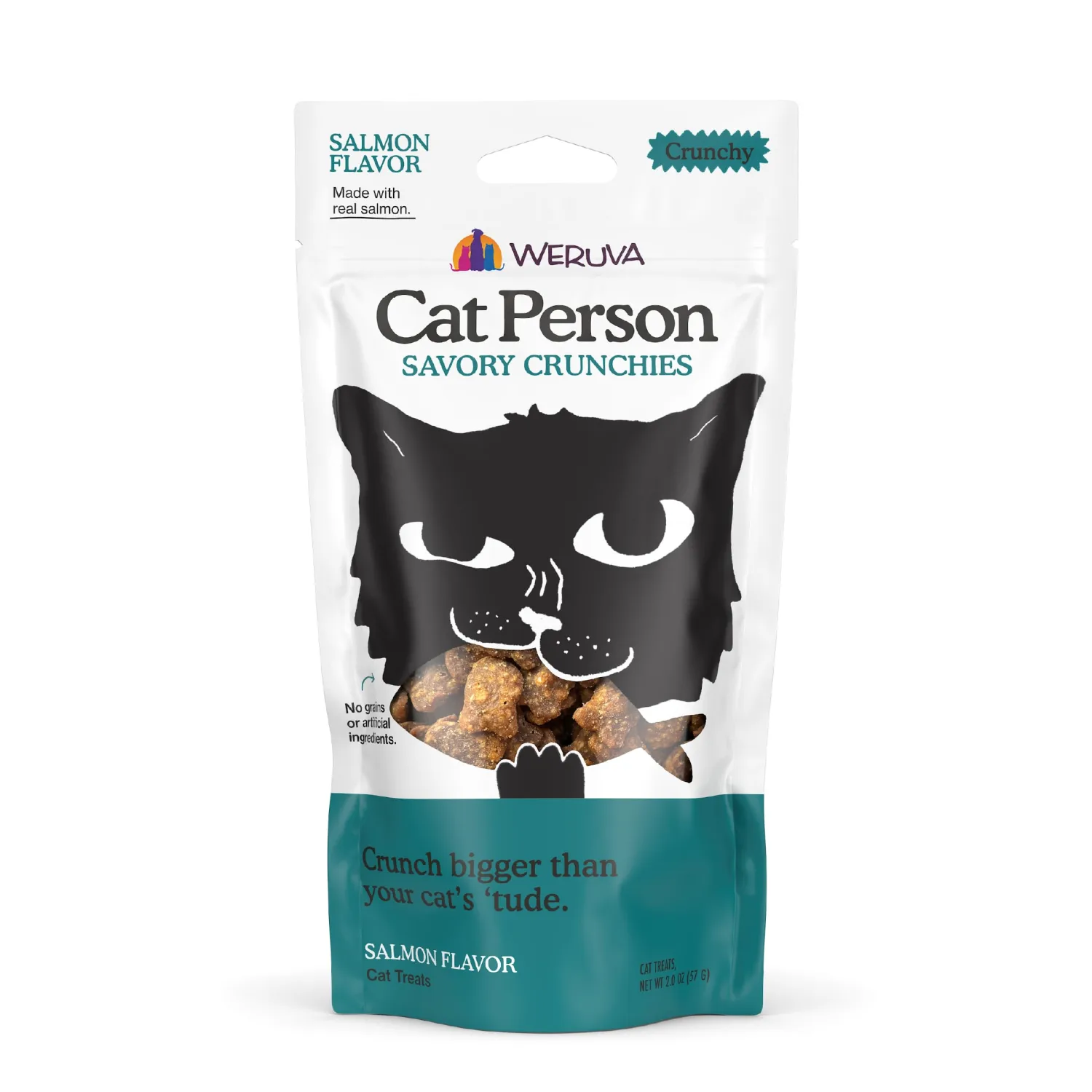 Cat Person, Salmon Savory Crunchies Cat Treats, 2oz Bag