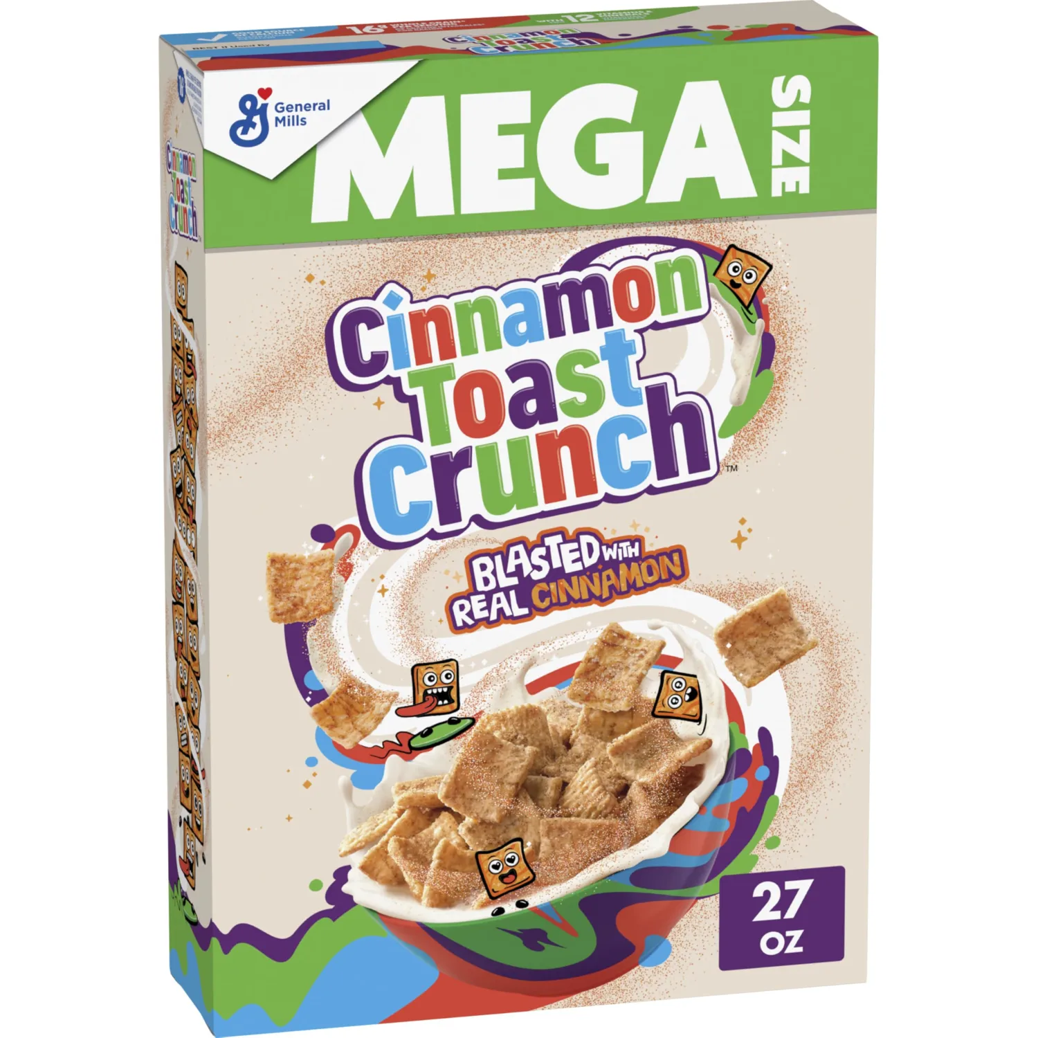 Cinnamon Toast Crunch Breakfast Cereal, Crispy Cinnamon Cereal, Mega Size, 27 oz