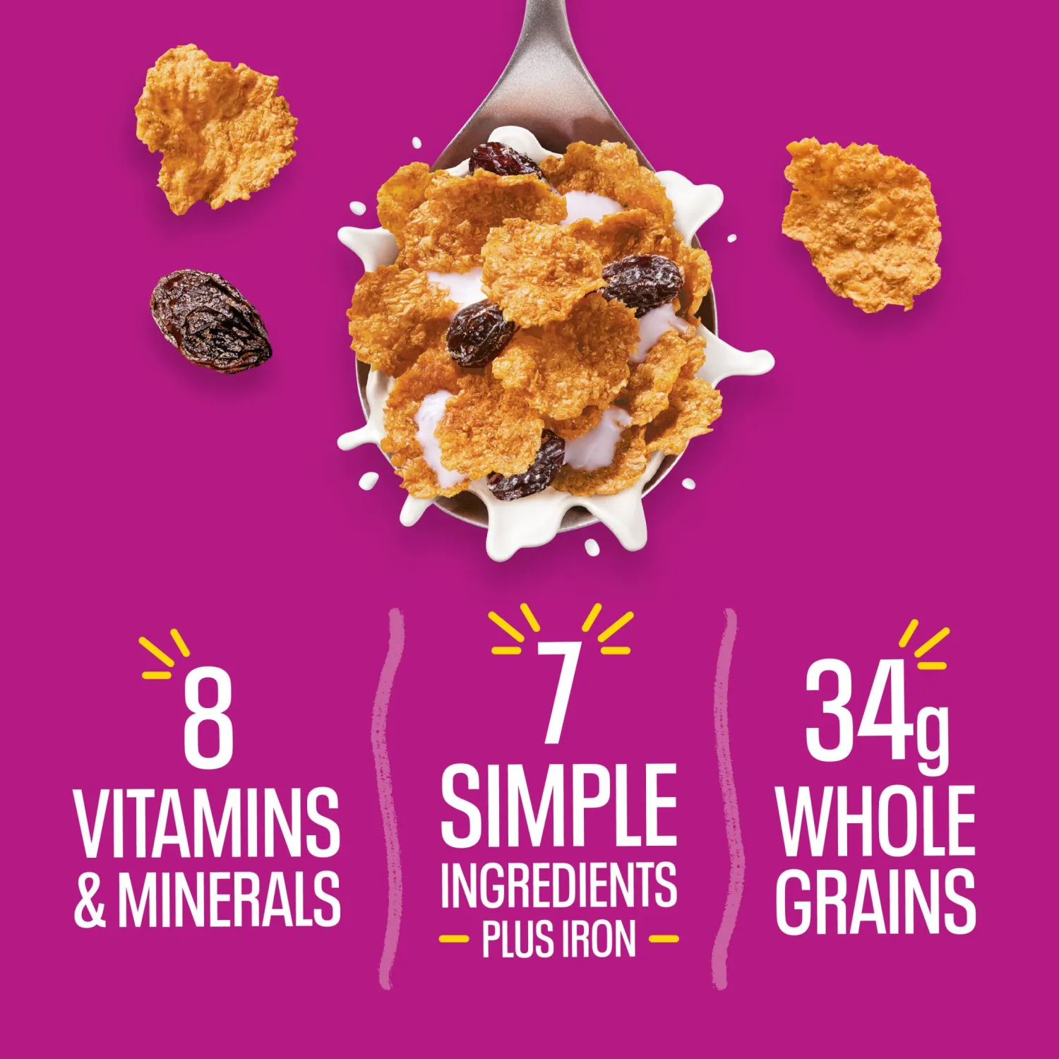 Kellogg's Raisin Bran Breakfast Cereal, High Fiber, 2.5 oz Cup