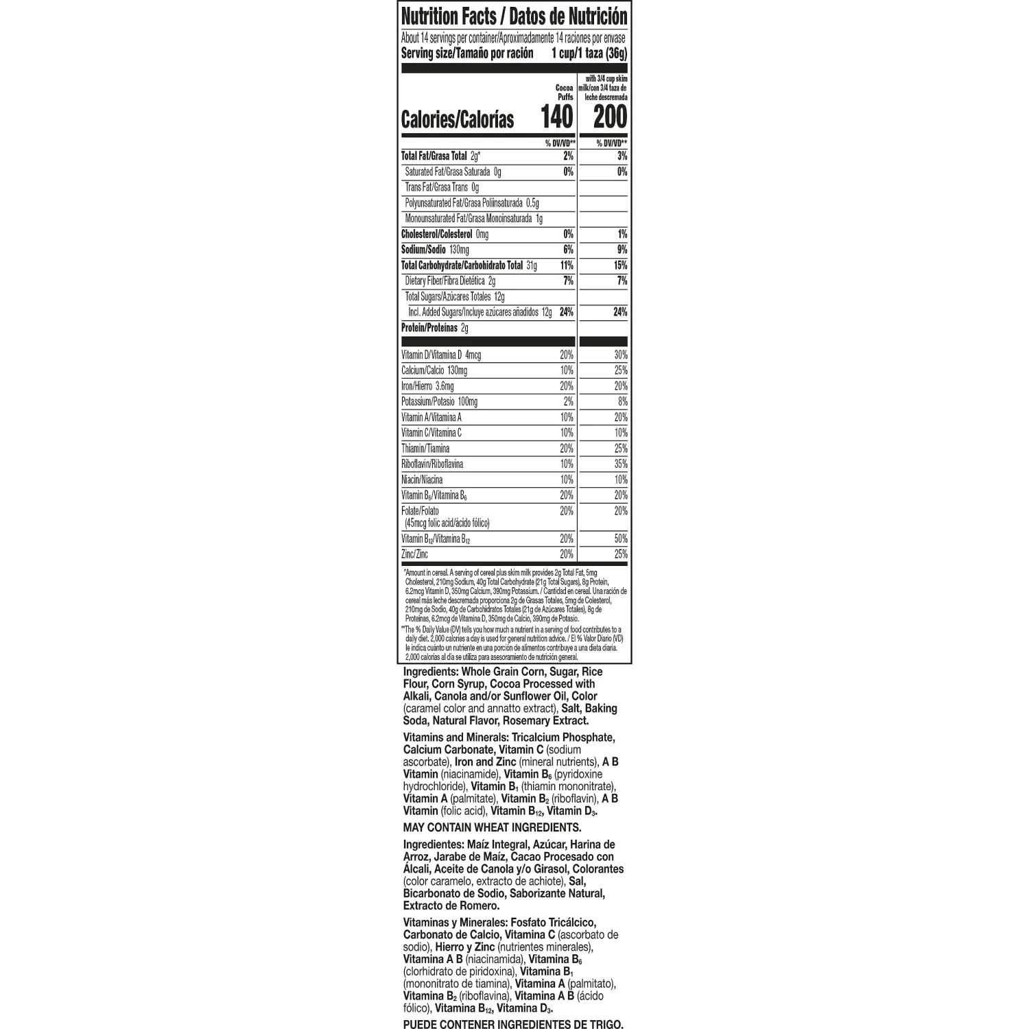 Cocoa Puffs, Chocolatey Breakfast Cereal, Made with Whole Grain, Family Size, 18.1 oz (Pack of 2)
