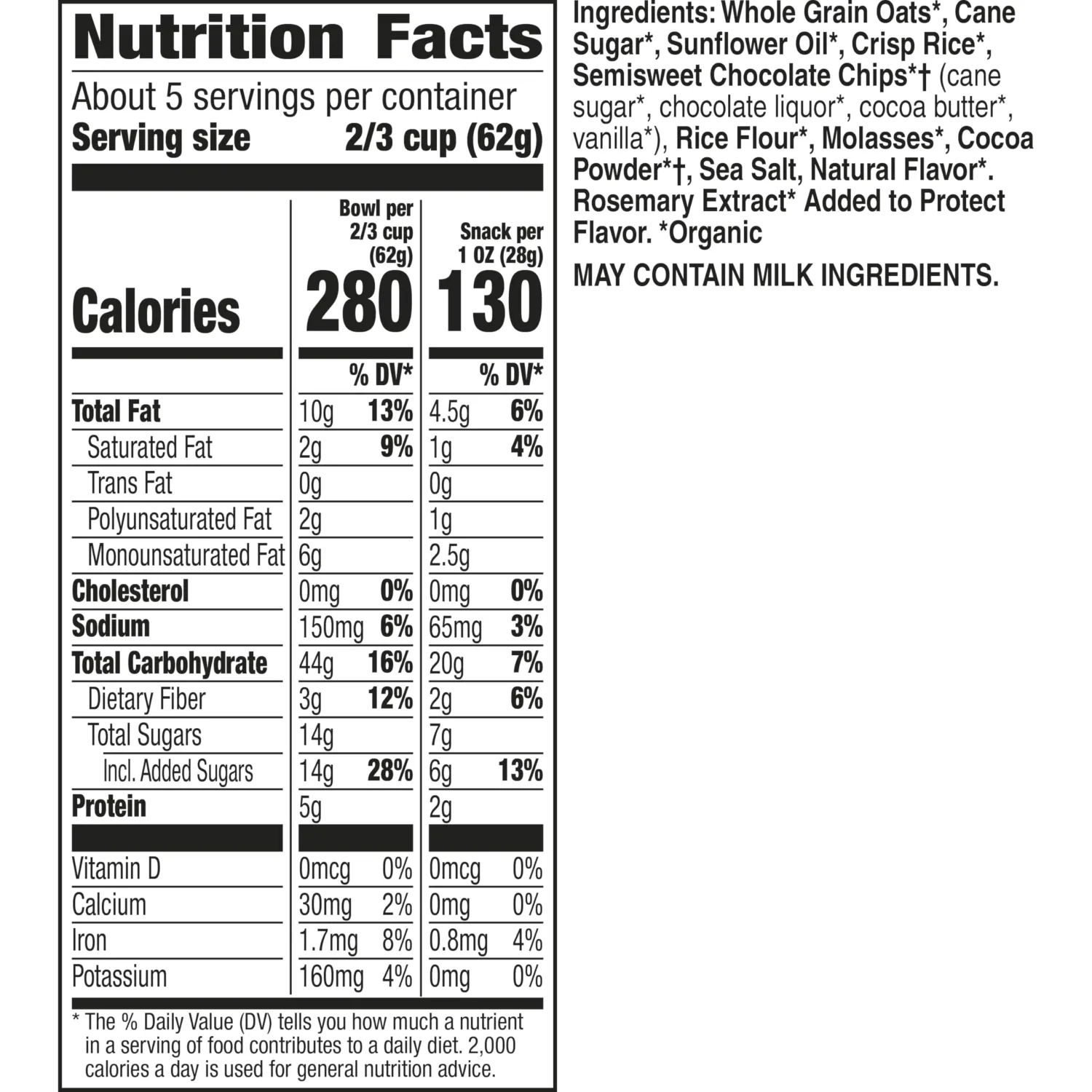 Cascadian Farm Organic Chocolate Chip Cookie Granola, Whole Grain and Fiber, 11 oz