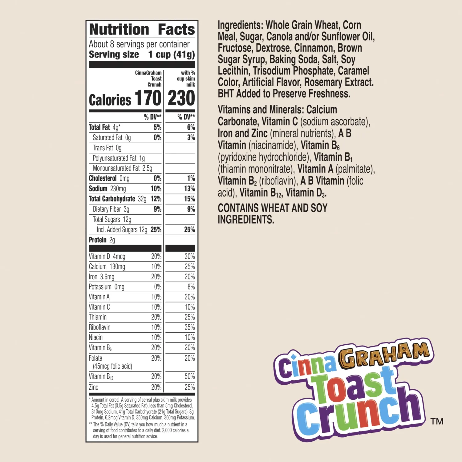 Cinnagraham Toast Crunch Breakfast Cereal, Whole Grain, 12 oz