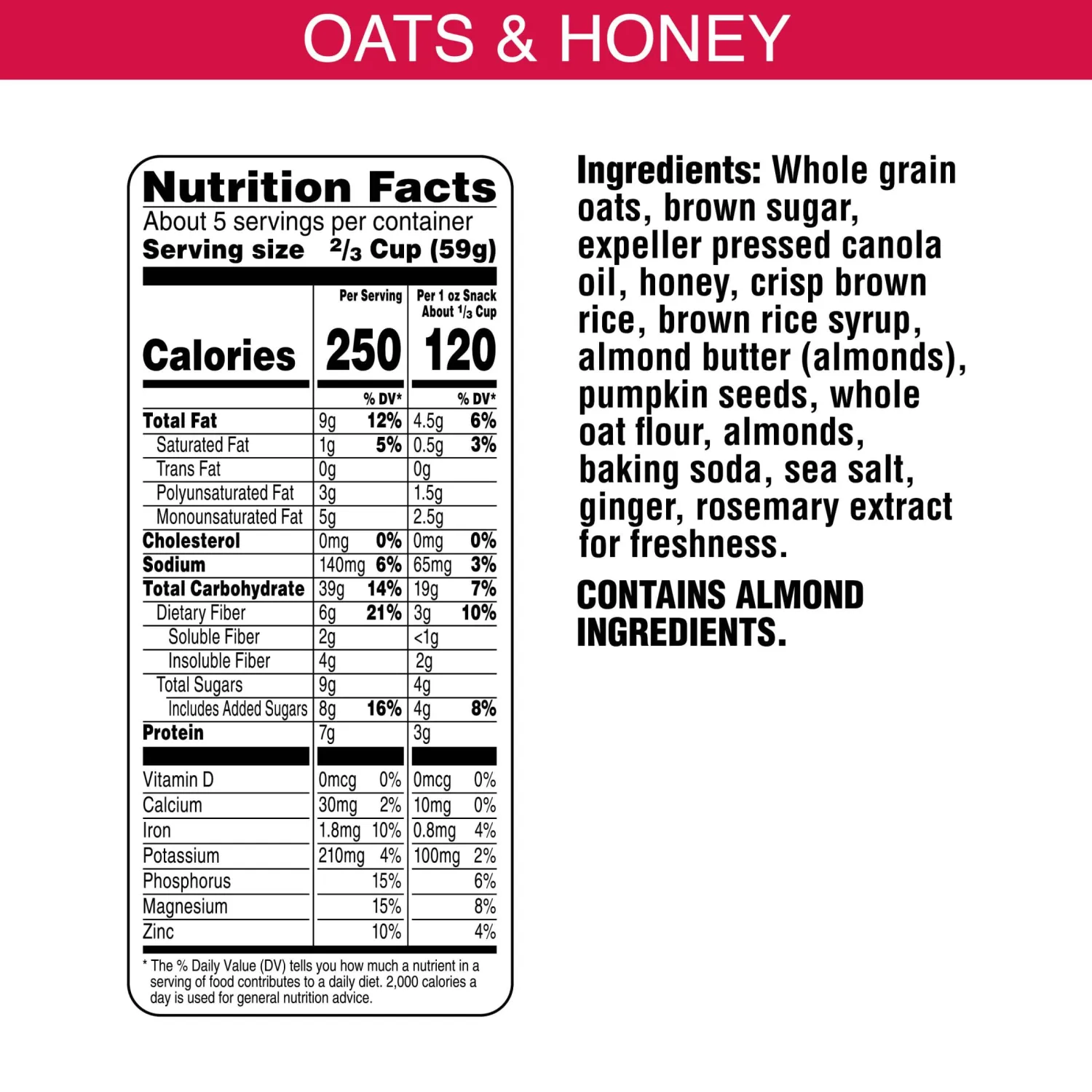 Bear Naked Granola Cereal, Whole Grain Granola, Breakfast Snacks, Oats and Honey, 11oz Bag (1 Bag) (Pack of 2)