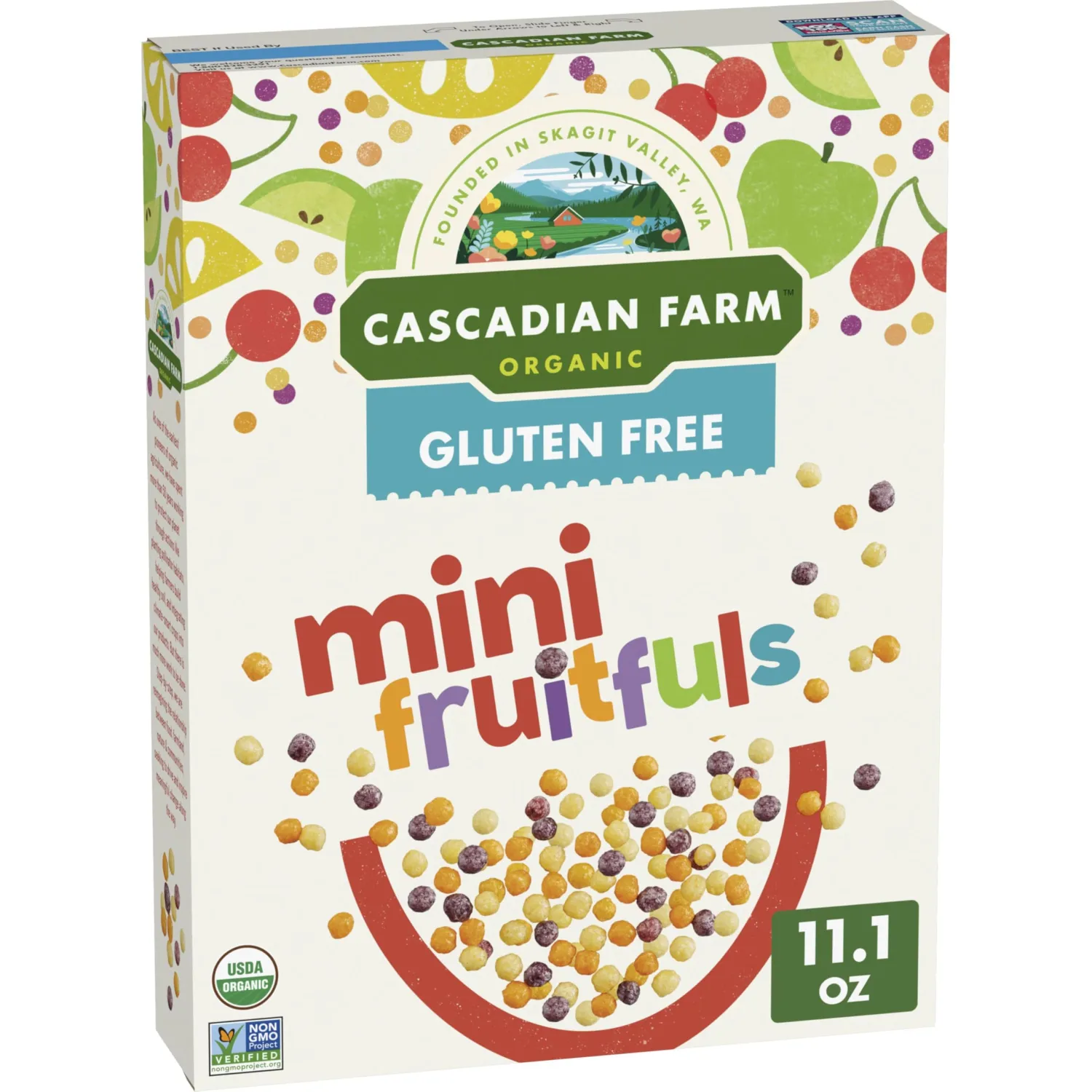 Cascadian Farm Organic Mini Fruitfuls, Gluten Free Cereal, Made with Whole Grain, Non-GMO, 11.1 oz