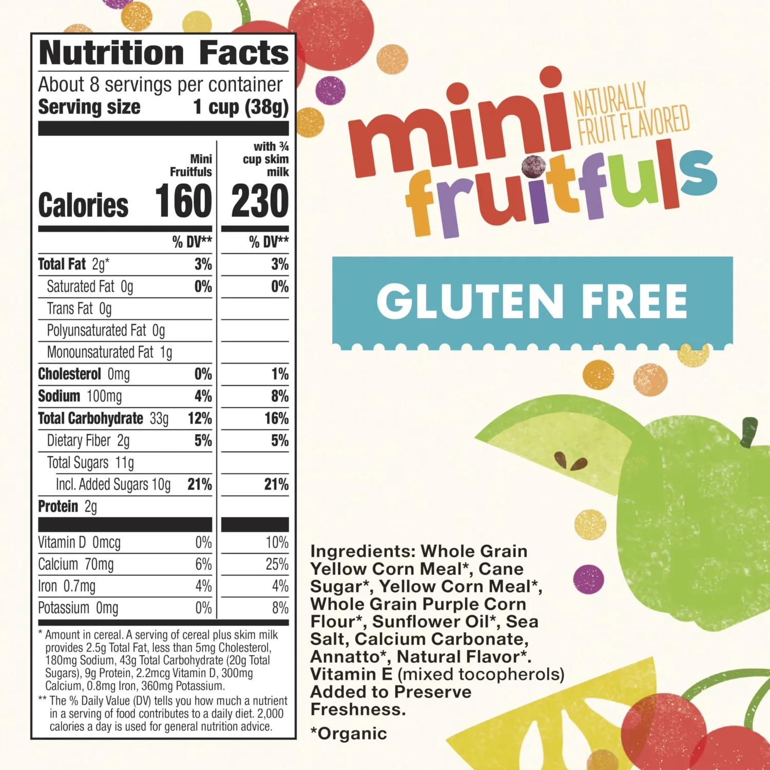 Cascadian Farm Organic Mini Fruitfuls, Gluten Free Cereal, Made with Whole Grain, Non-GMO, 11.1 oz
