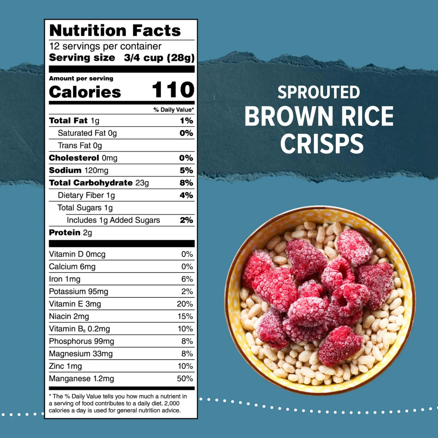 One Degree Organics Sprouted Brown Rice Crisps Cereal, Glyphosate-Free, Gluten-Free, USDA Organic, Non-GMO, Whole Grain, Yogurt Topping, Breakfast Cereal, 8 ounce (Pack of 1)
