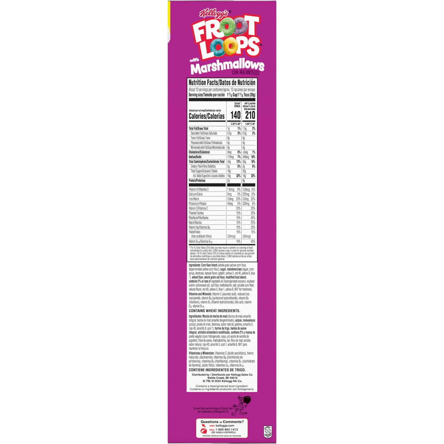 Froot Loops Breakfast Cereal with Marshmallows, Fruit Flavored, Breakfast Snacks, Family Size, Original with Marshmallows, 17.7oz Box